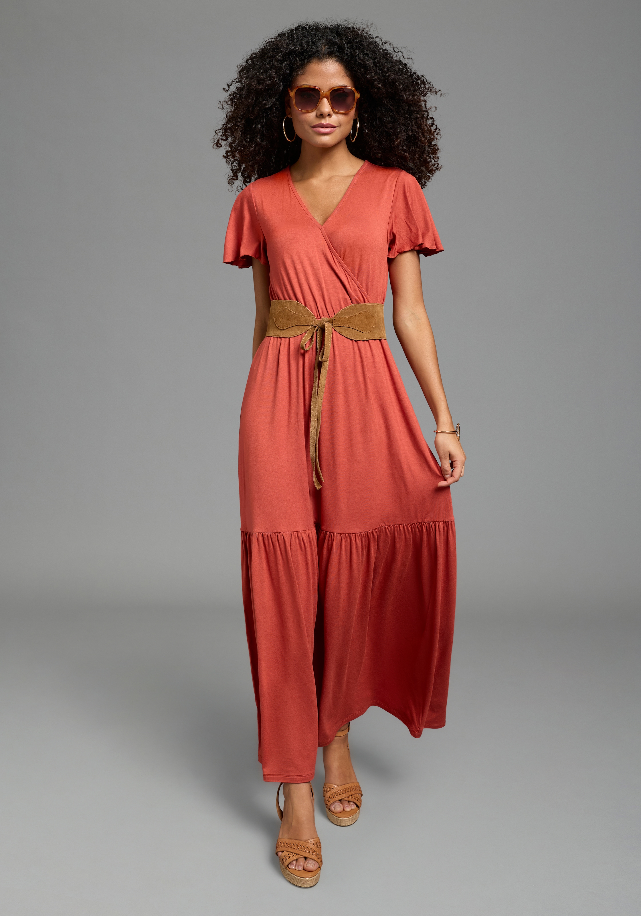 Image of Laura Scott Sommerkleid langer Schnitt, für warme Tage, aus Single Jersey, mit Flügelärmeln