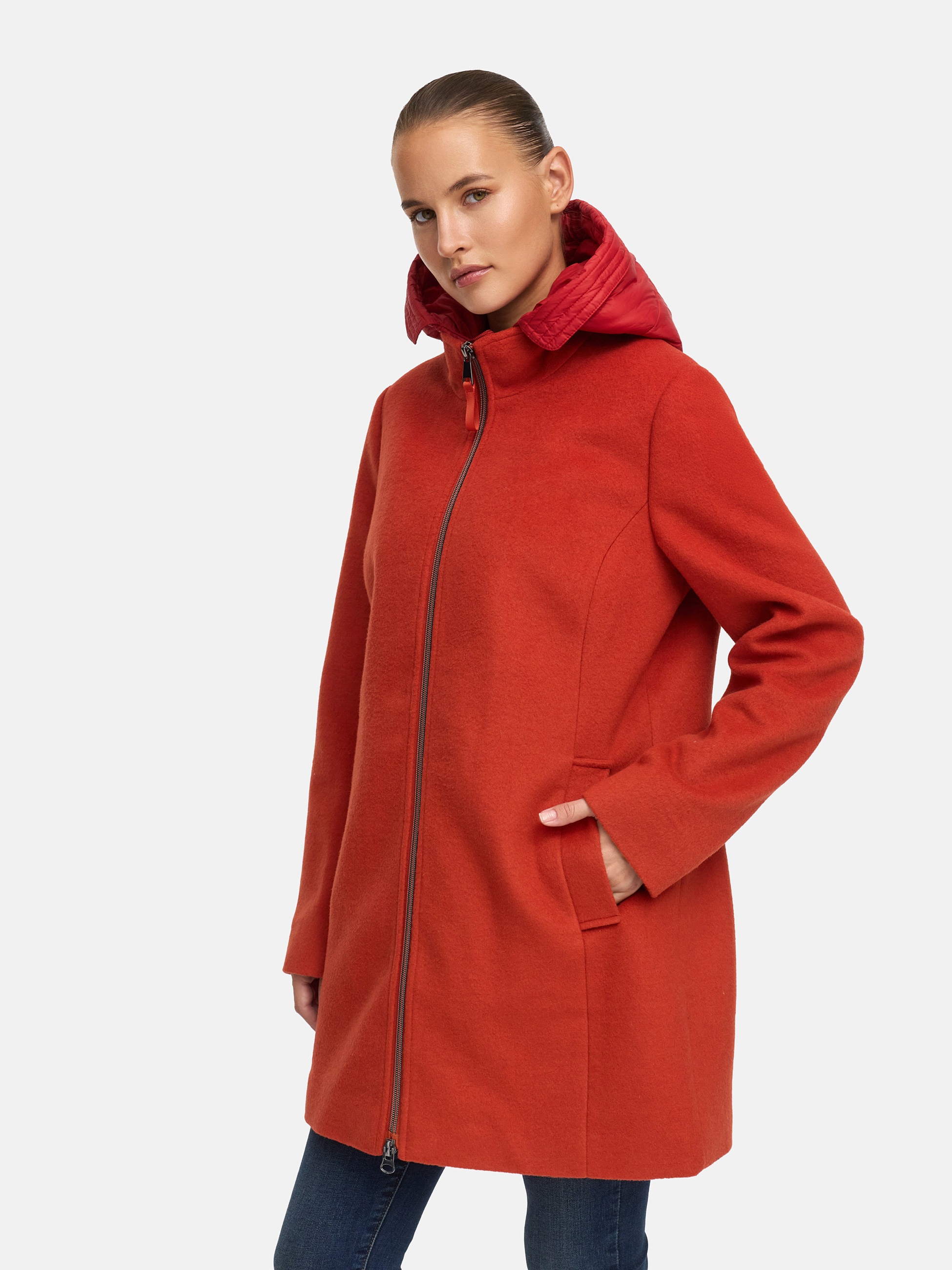 MANISA Wolljacke mit Kapuze mit herausnehmbarer Kapuze