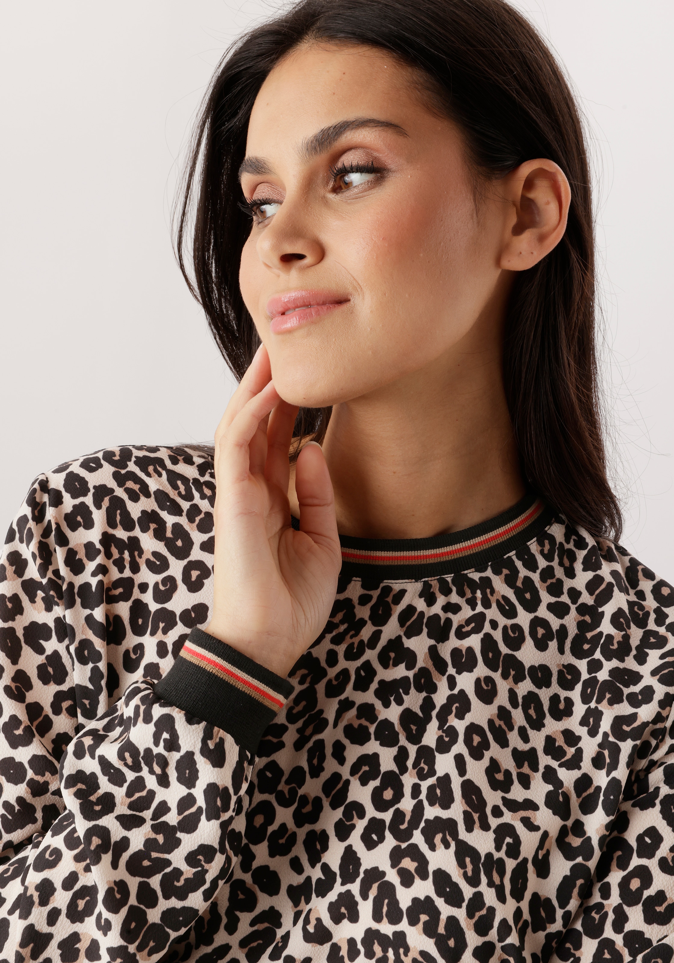 Aniston SELECTED Chemisier à chemise mit gestreiften Bündchen und Lepoarden-Print allover - NEUE KOLLEKTION