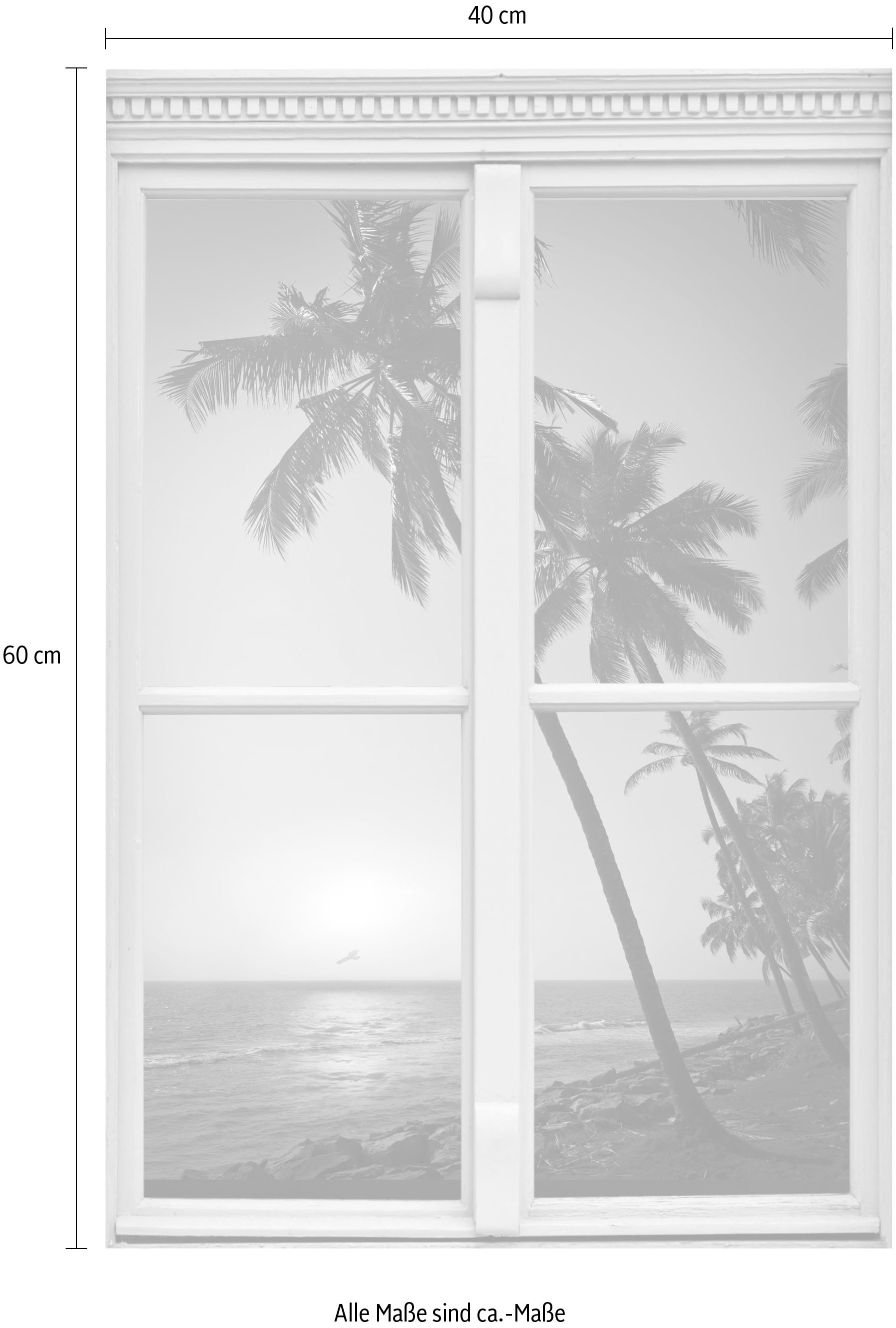 queence Autocollants muraux »Palmenstrand« Wandsticker, Wandbild, selbstklebend, 3D, Fenster