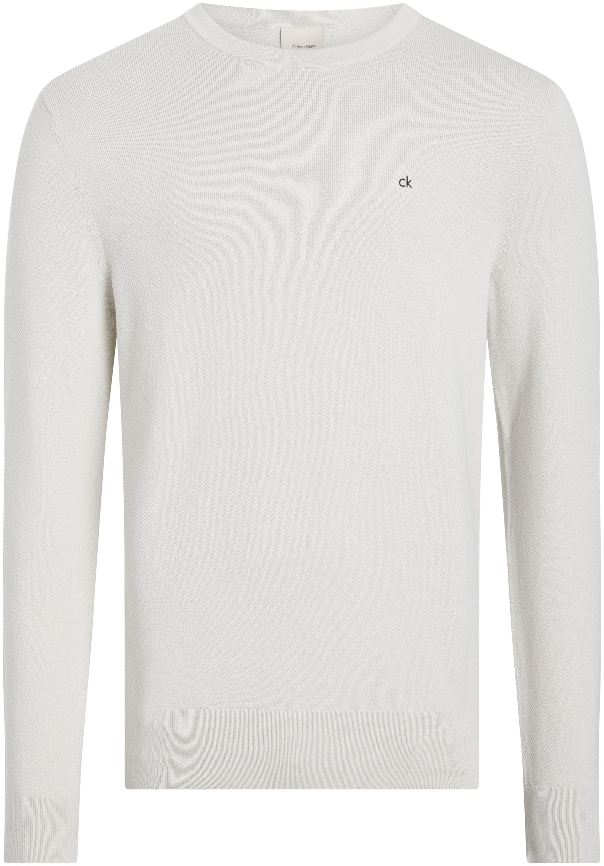 Calvin Klein Rundhalspullover »MICRO PIQUE STRUCTURE SWEATER«, mit Logostickerei