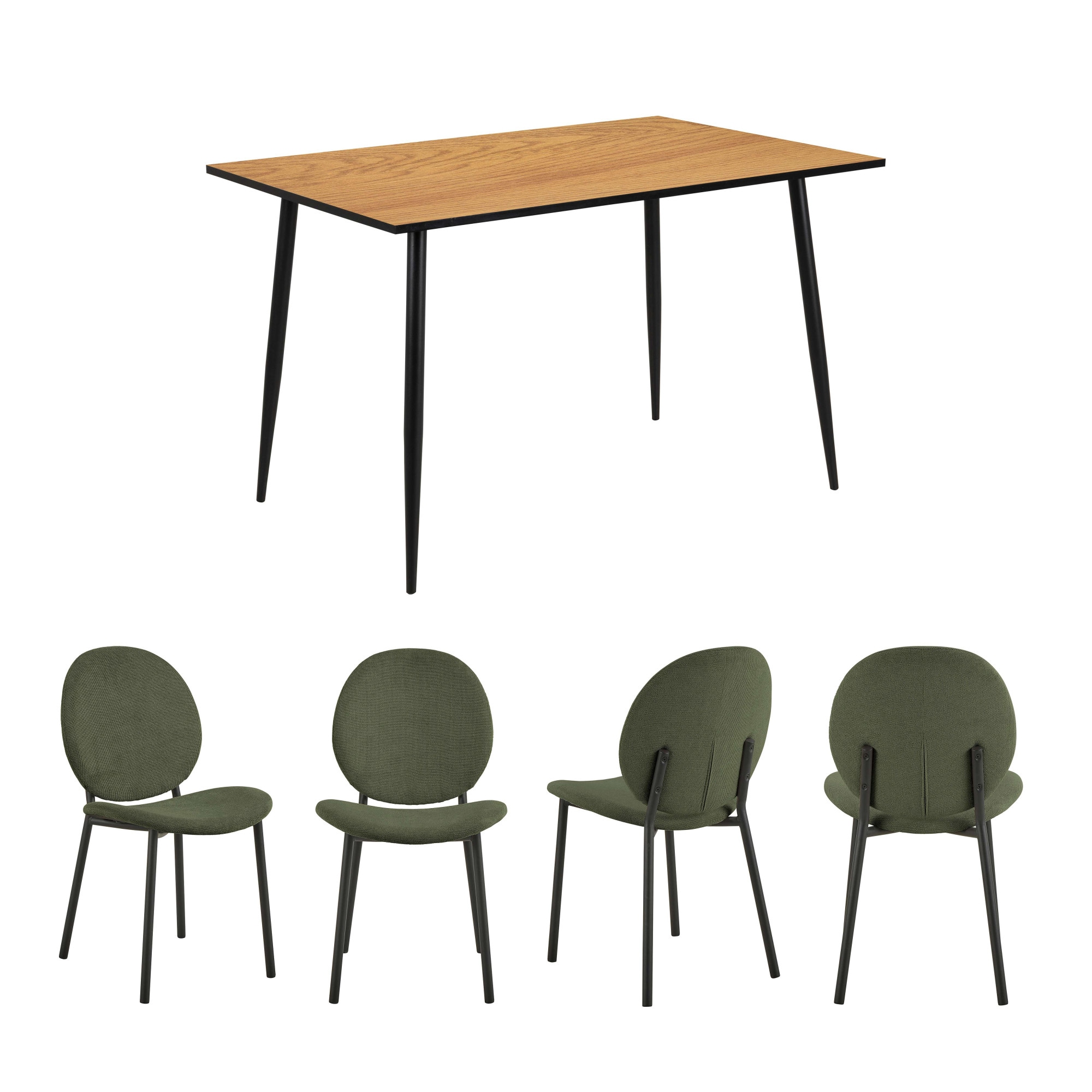 ACTONA GROUP Esszimmer-Set »Esspruppe, Speisetisch mit Wohnzimmerstühlen« Komplett-Set, 1x Tisch + 4x Stuhle, 5 Stk. tlg.