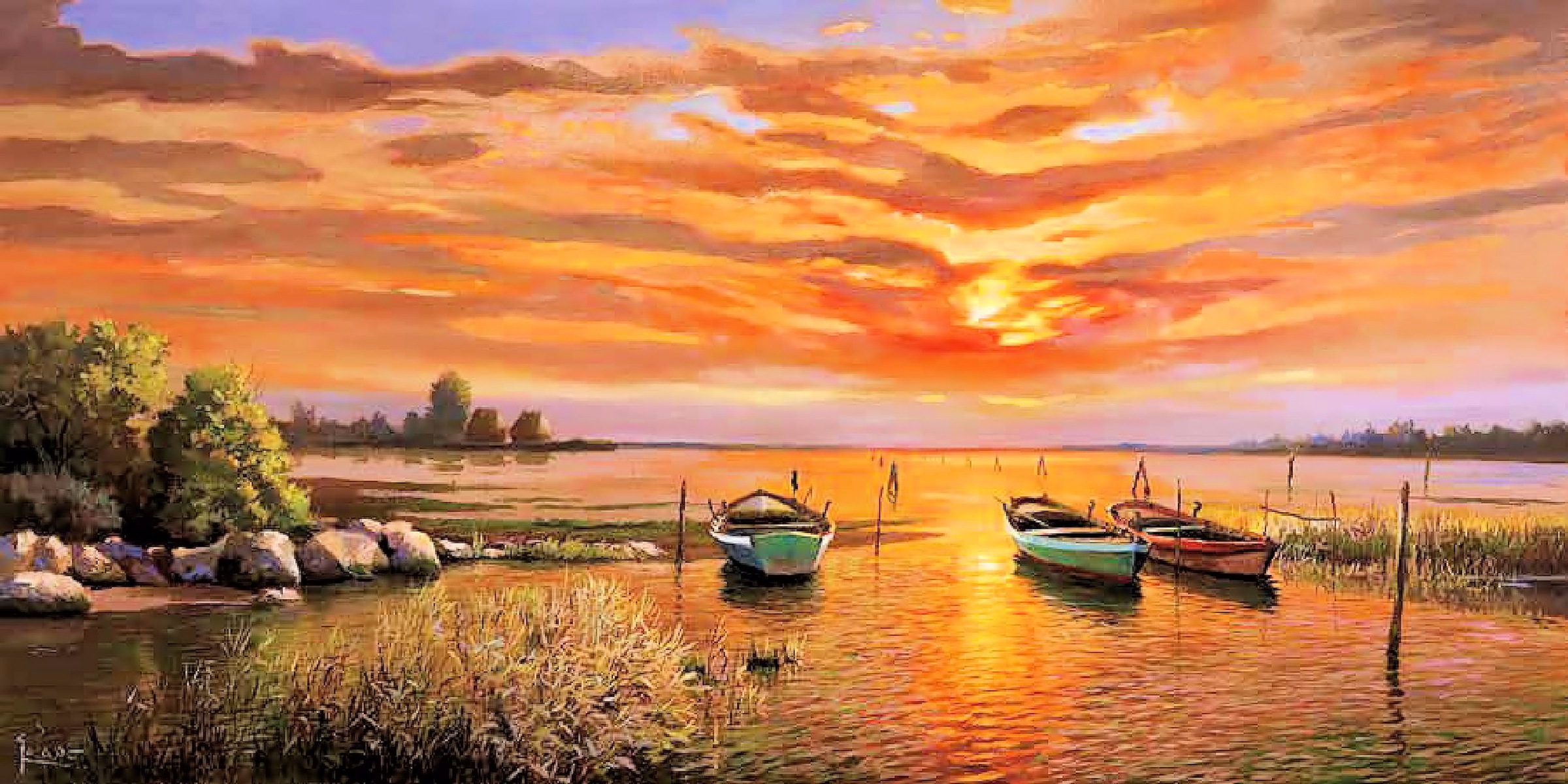 Image of Home affaire Kunstdruck »ADRIANO GALASSO / Laguna al tramonto«, (1 St.) bei Ackermann Versand Schweiz