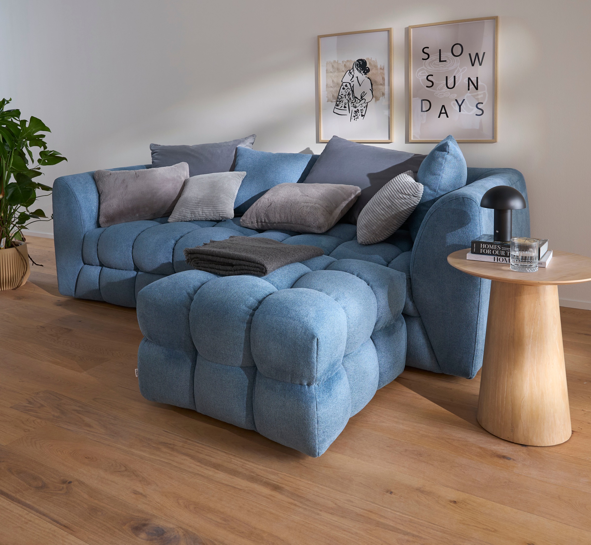 s.Oliver Big-Sofa »COBBO 3-Sitzer Design-Sofa Bubble-Optik, Masse B/T/H: 259/126/104 cm« mit vielen Kissen, moderne Steppung und hoher Sitzkomfort