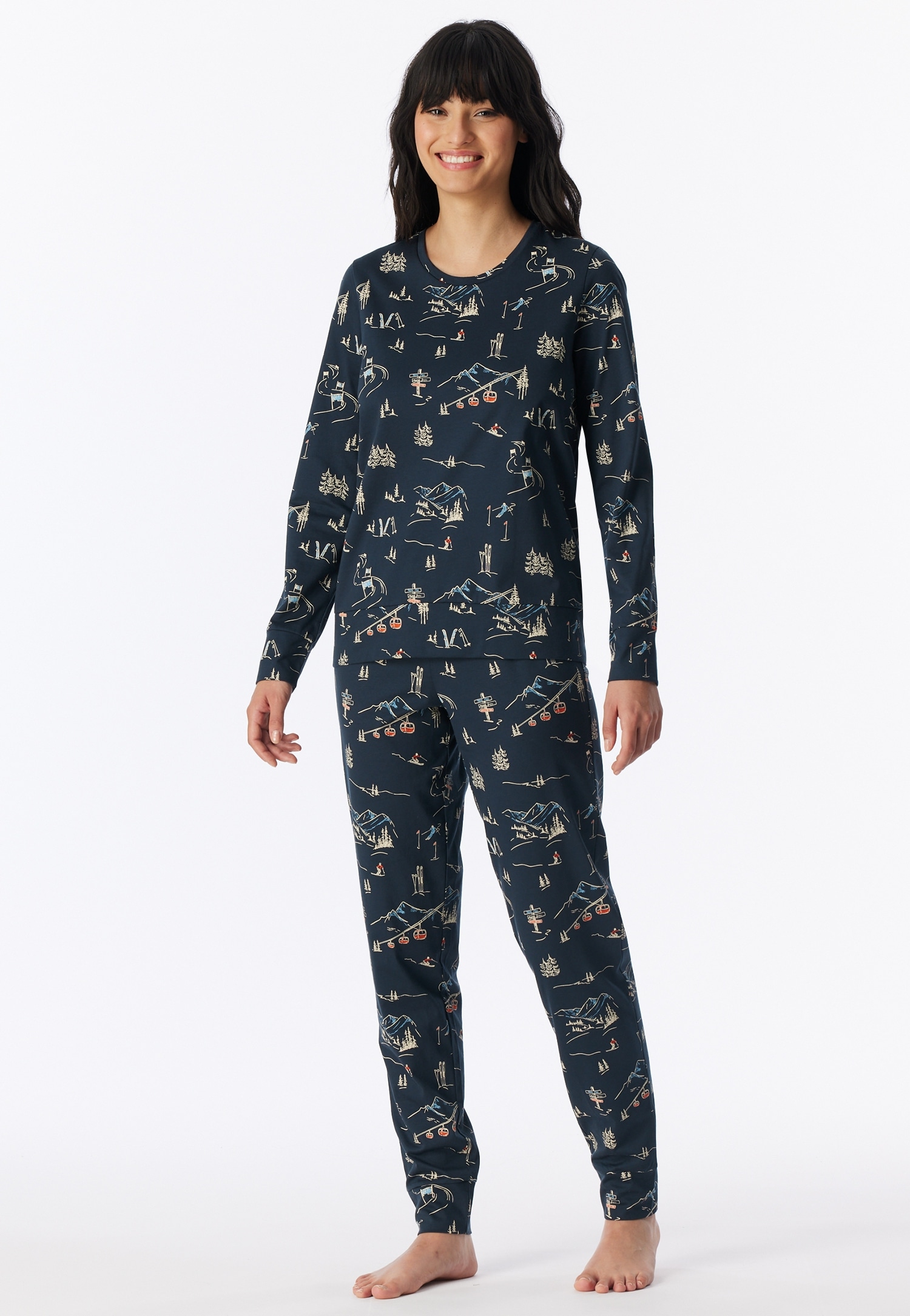 Schiesser Pyjama »Family« , 2 Langarm, Baumwolle, Rundhalsausschnitt