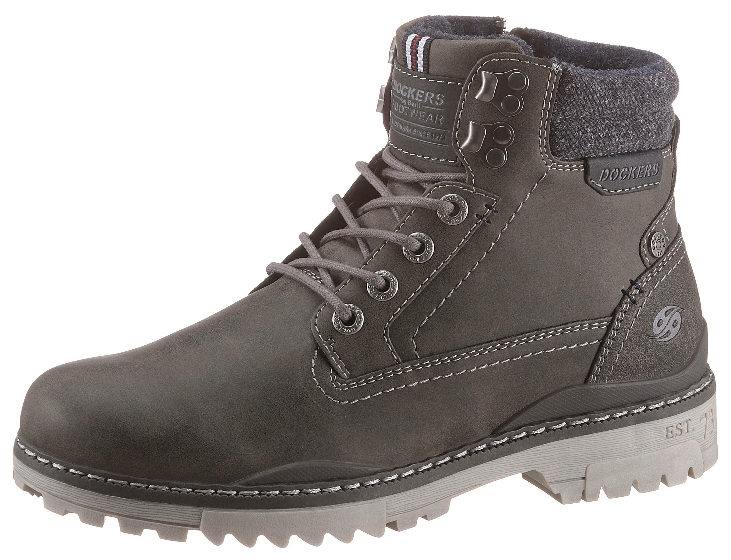 Dockers By Gerli, Herren, Dockers by Gerli Winterboots, Workerboots mit Profilsohle, dunkelgrau, 44, Mit weichem Schaftrand aus Textil