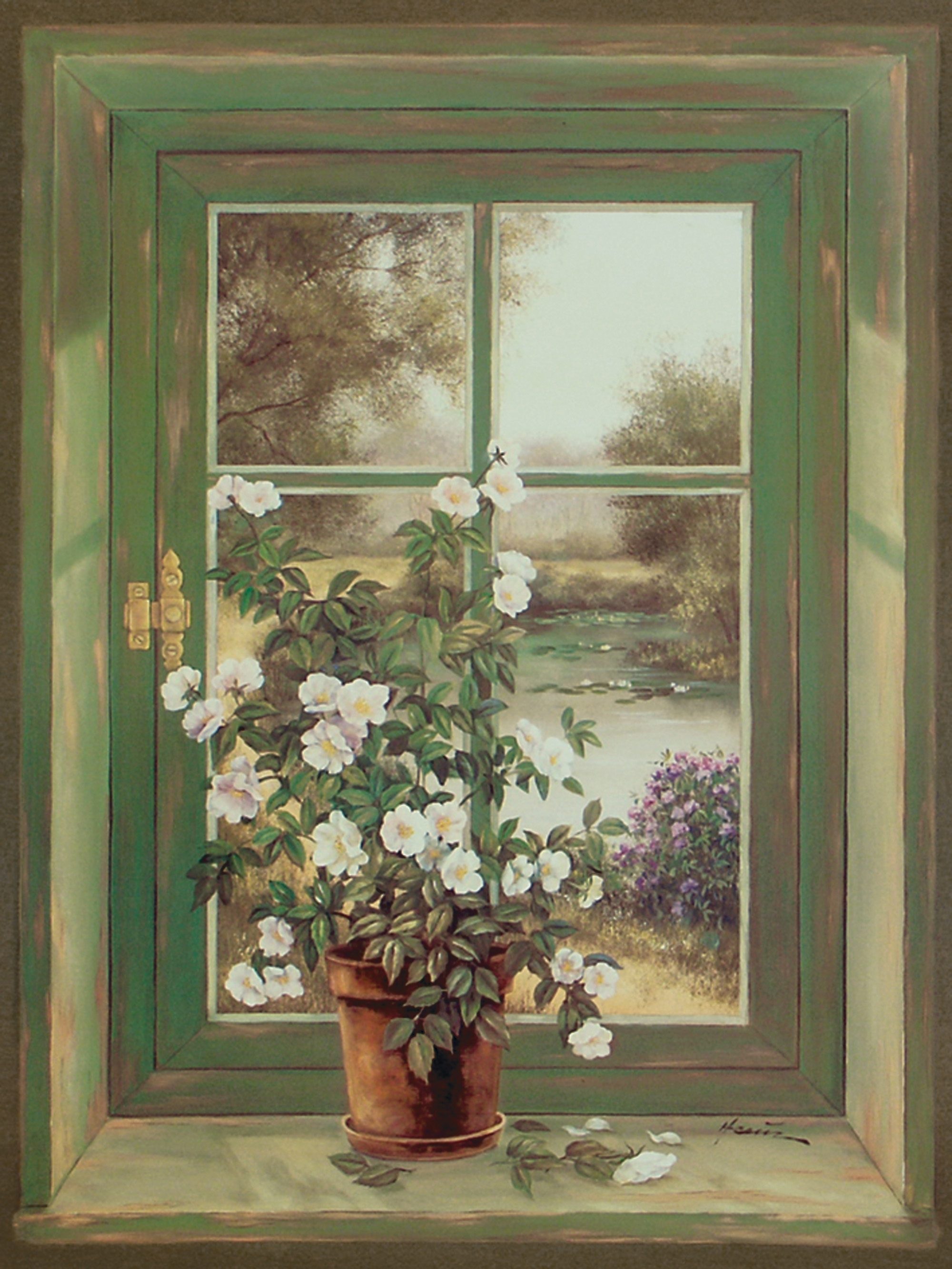 Image of Home affaire Leinwandbild »A. Heins: Wildrosen am Fenster«, 57/79 cm bei Ackermann Versand Schweiz