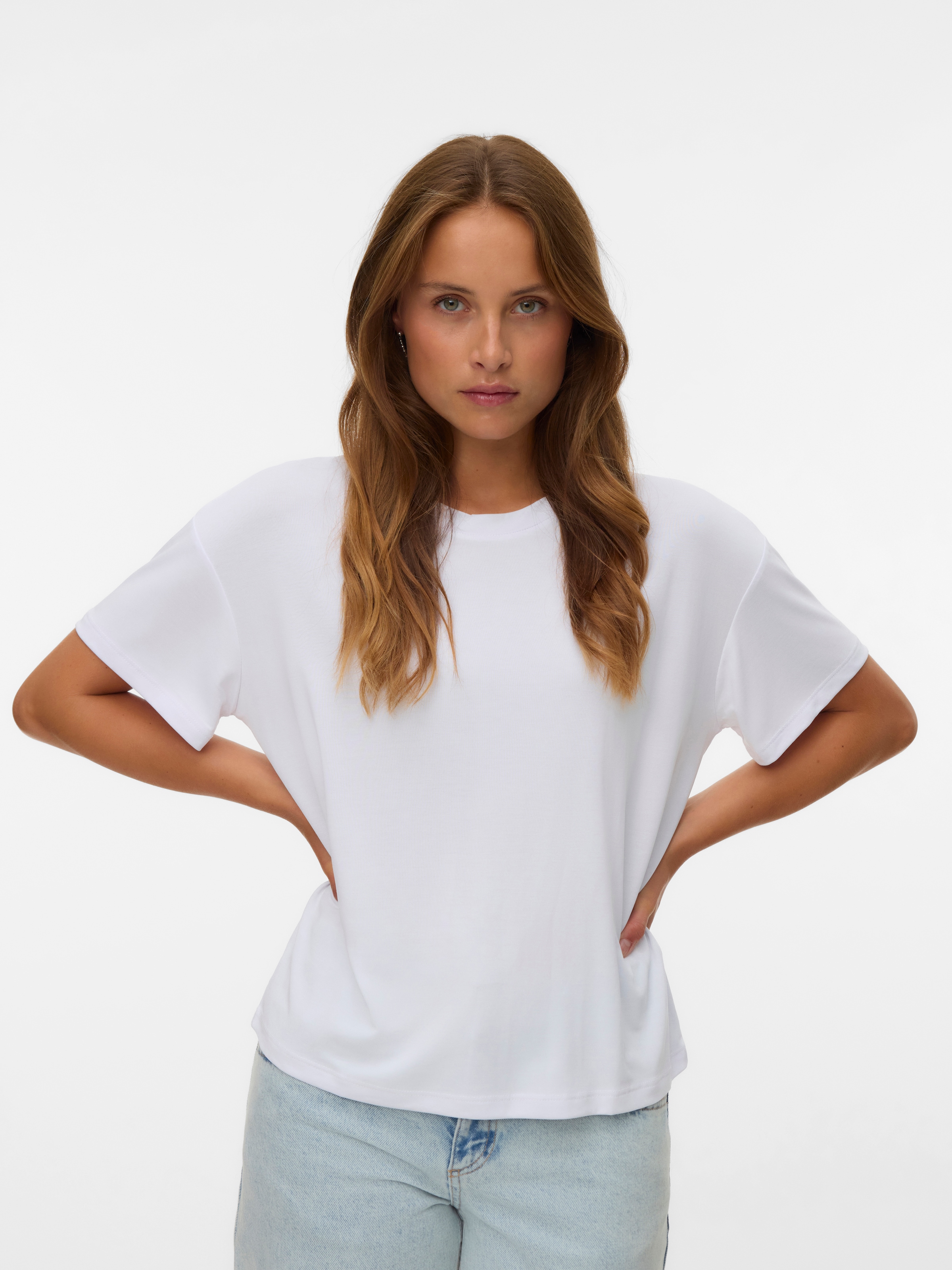 Image of Vero Moda Kurzarmshirt "VMFILLI 2/4 TEE JRS NOOS" Materialmix, relaxed fit