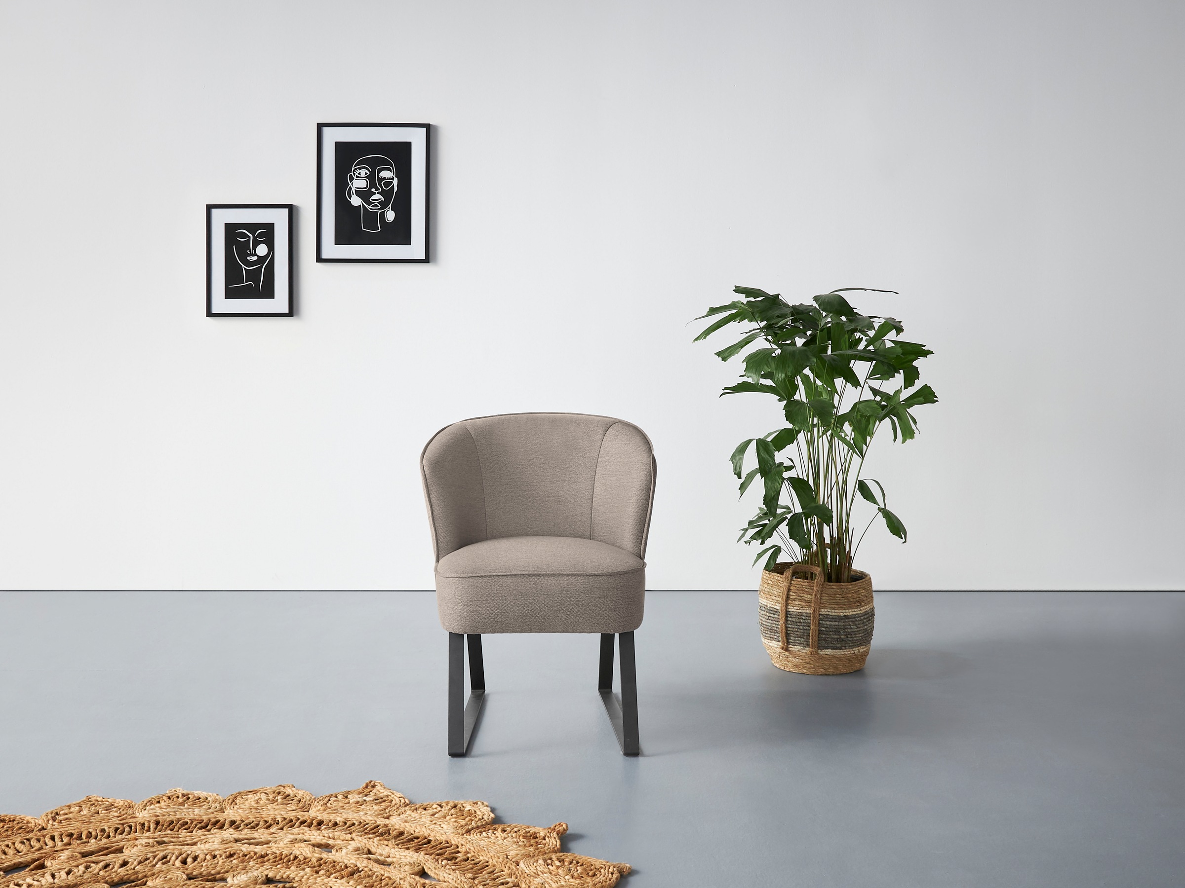 exxpo - sofa fashion Sessel »Americano, Loungesessel«, mit Keder und Metallfüssen, Bezug in verschiedenen Qualitäten, 1 Stck.