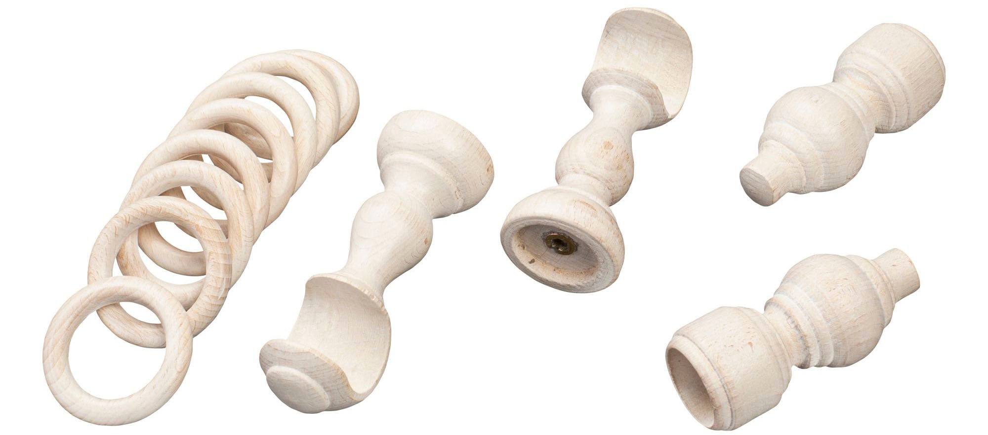 SN DECO GROUP Gardinenstange »Filigrano«, 1 läufig-läufig, Fixmass, 28 mm, Holz, verschiedene Längen und Farben, Komplettset