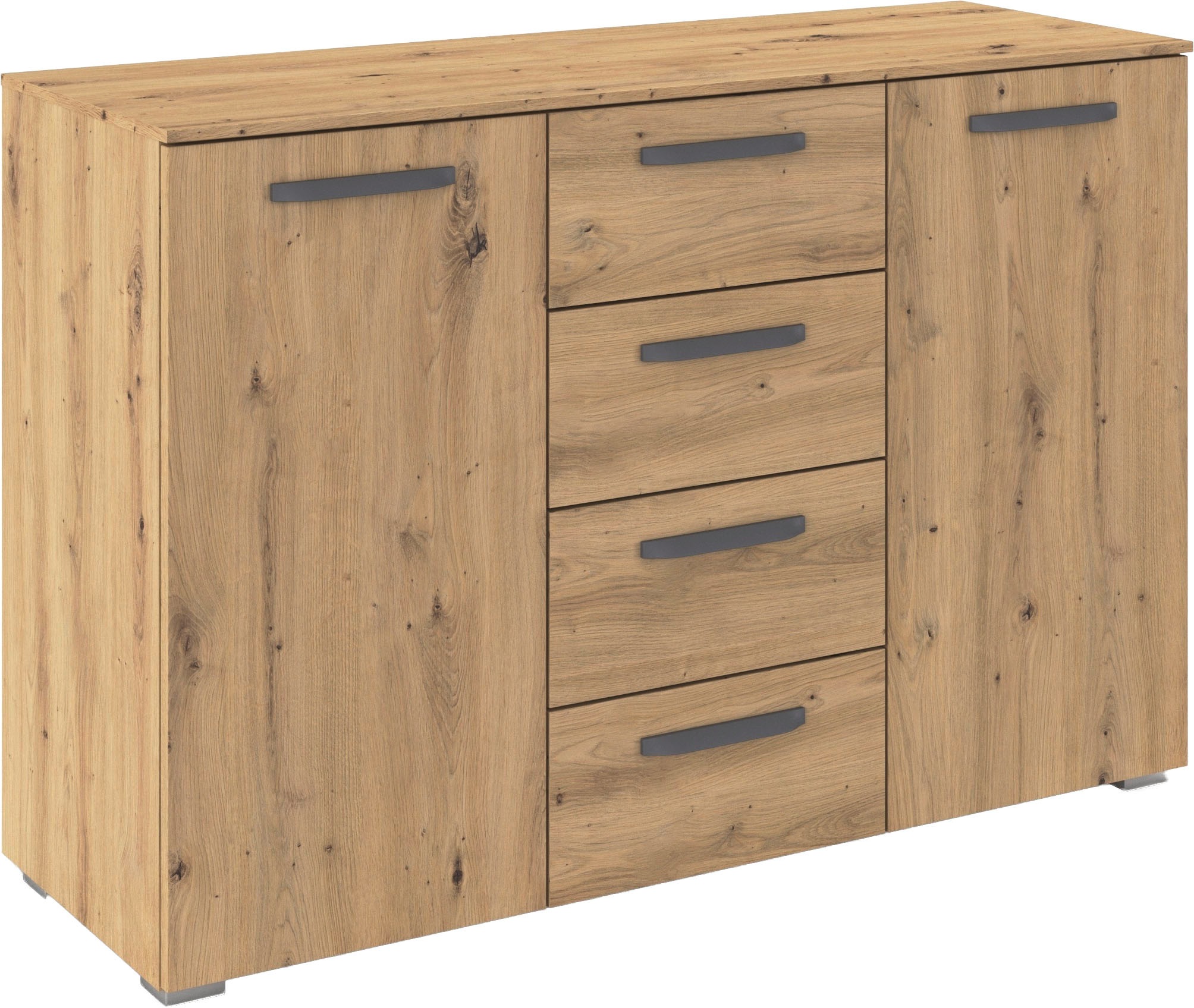 Image of GOODproduct Kombikommode "Kommode Sideboard Schubladenkommode Schlafzimmerkommode OTELI" Breite 120 cm inkl. SOFT-CLOSE-FUNKTION, mit moderner Dekor-Front, vier grosse Schubladen und 2 Türen, mit 4 Einlegeböden MADE IN GERMANY