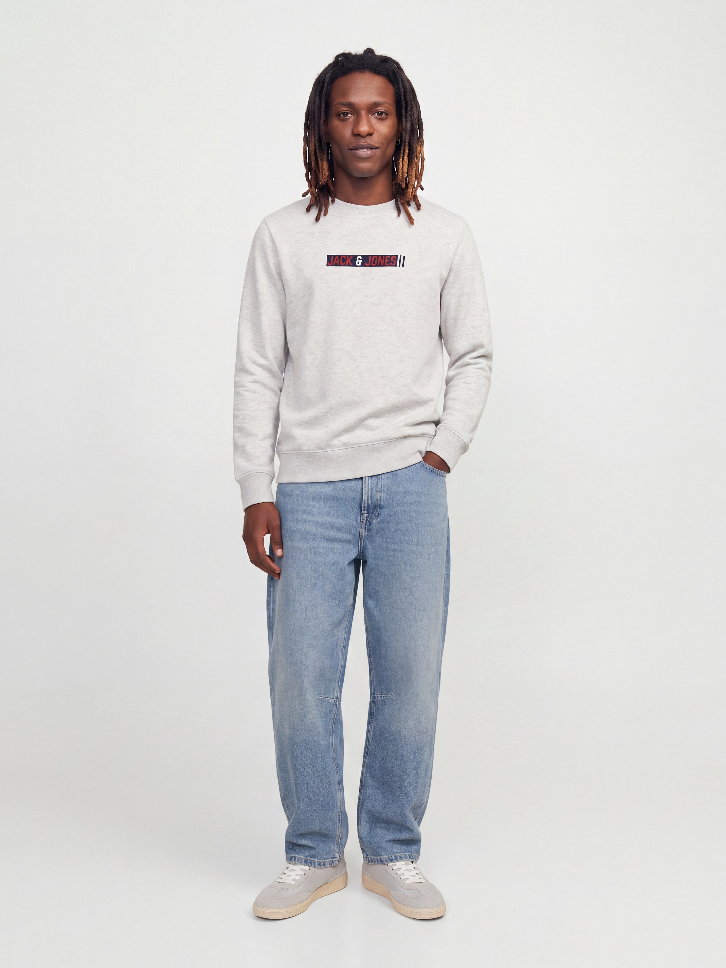 Jack & Jones Sweat-shirt »JJMUNK SWEAT CREW NECK«, mélange de matériaux, coupe normale
