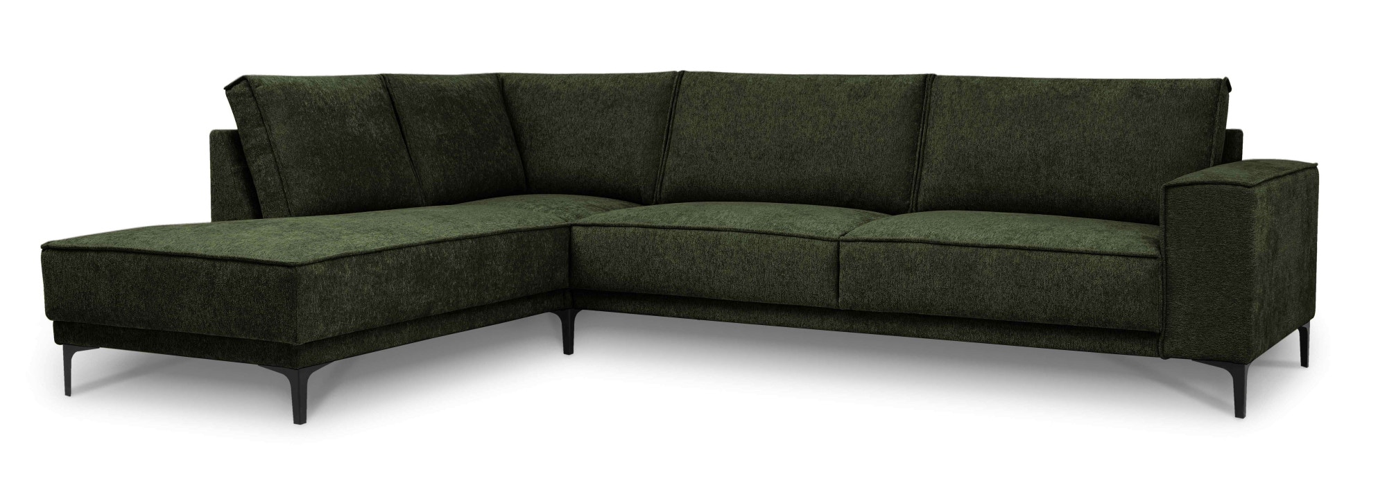 Places of Style Ecksofa »Polsterecke Oland, Struktur, Flachgewebe, Luxus-Microfaser, Boucle«, L-Form, 289 cm, Wellenunterfederung, Skandi-Design, Metallfüsse