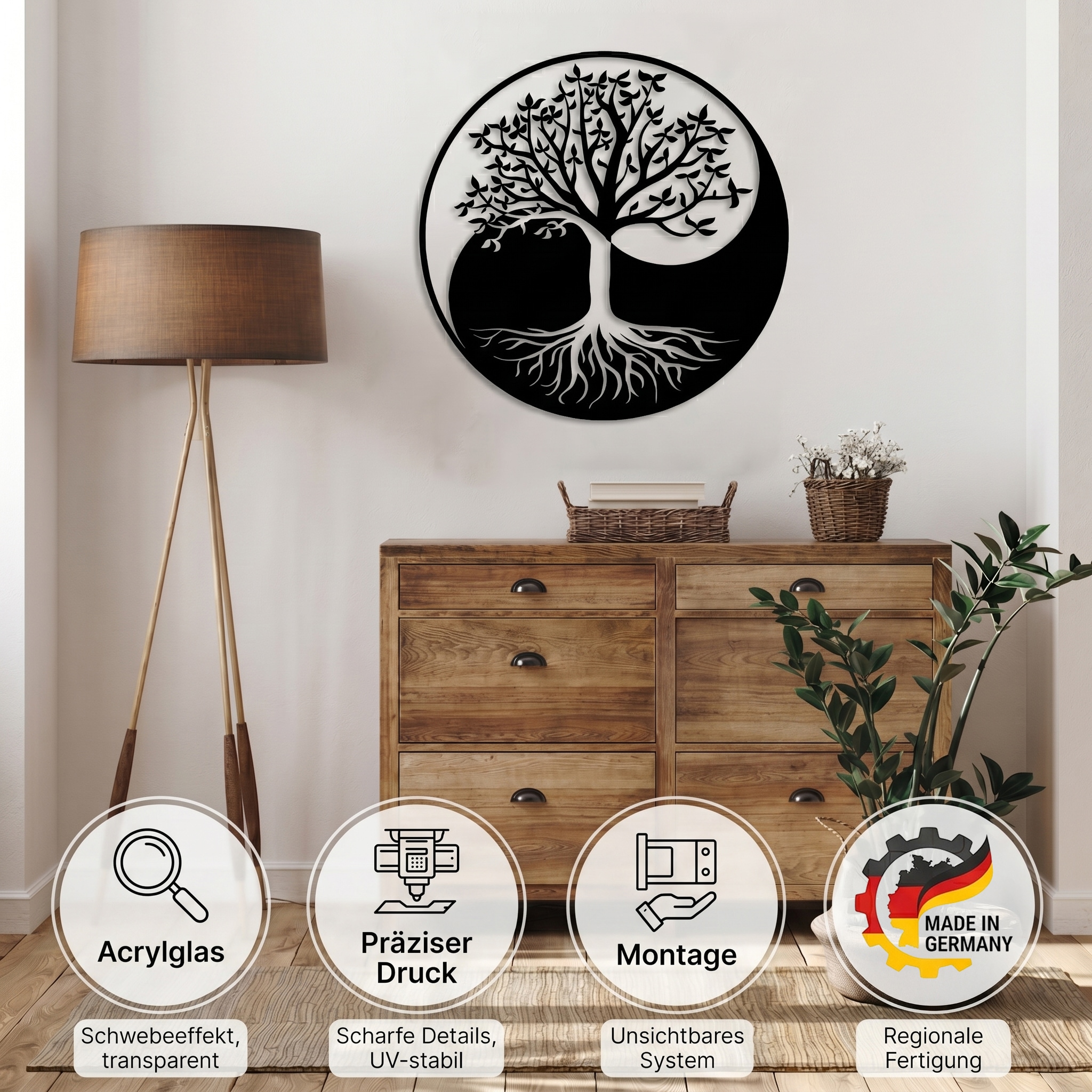 GOODproduct Wandbild »Lebensbaum durchsichtig mit Lochbohrung für leichte Anbringung« Baum | Baumbilder | Wald 1 Stk. tlg. Lebensbaum, Schwebeeffekt dank der Transparenz
