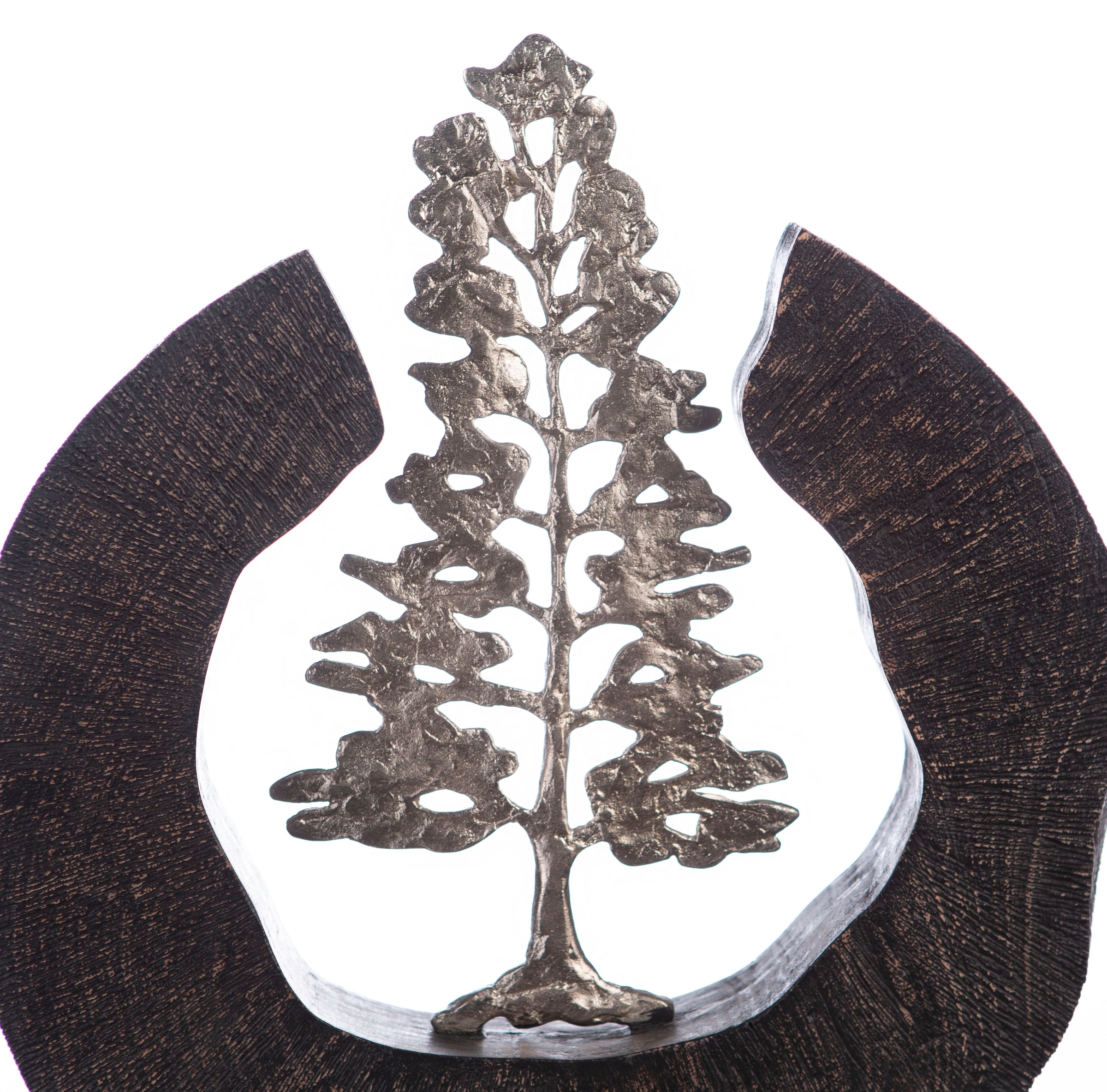 GILDE Dekoobjekt »Skulptur Fir Tree, schwarz/silber«, Höhe 39 cm,  handgefertigt, aus Metall und Holz, Motiv Baum, Wohnzimmer kaufen