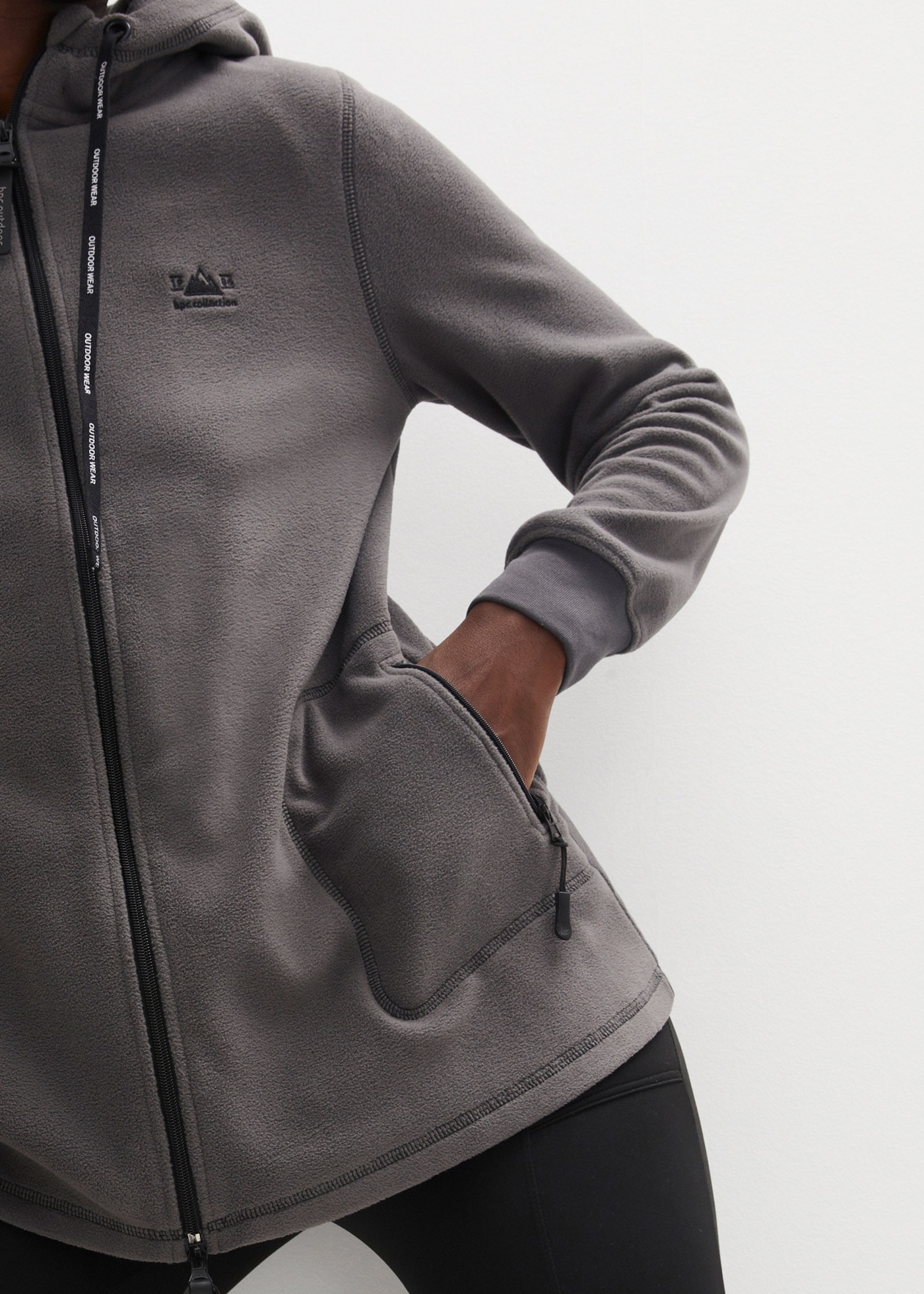 bonprix Fleecejacke mit Kapuze A-Linien-Schnitt, Langarm-Design, aus 100% Polyester, Regular Fit