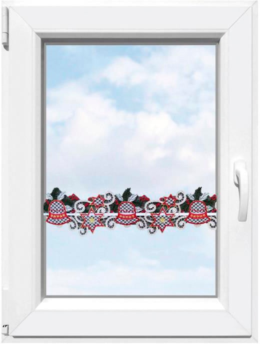 Image of Stickereien Plauen Scheibengardine "Glocken" Stangendurchzug 1 Stk. tlg. Fensterdekoration "Glocken"