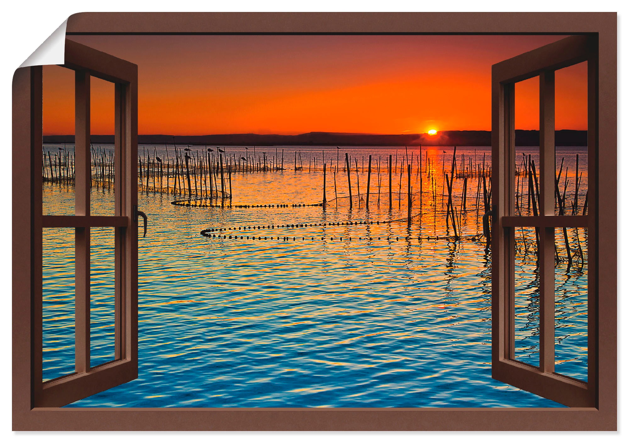 Image of Artland Wandbild »Fensterblick - wartende Fahrgäste«, Fensterblick, (1 St.), in vielen Grössen & Produktarten -Leinwandbild, Poster, Wandaufkleber / Wandtattoo auch für Badezimmer geeignet bei Ackermann Versand Schweiz