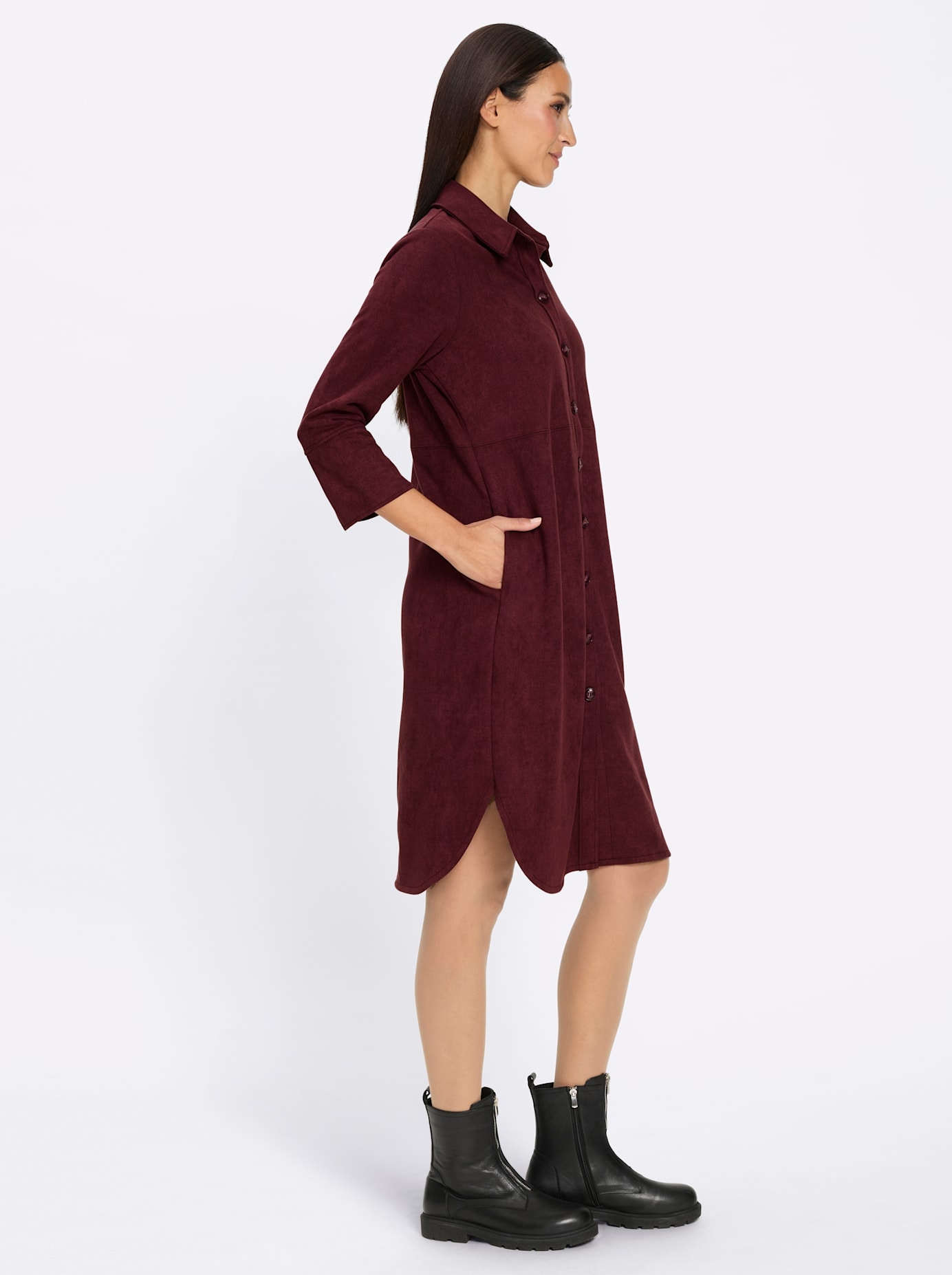 heine Lederkleid »Velourslederimitat-Kleid« Nahttasche