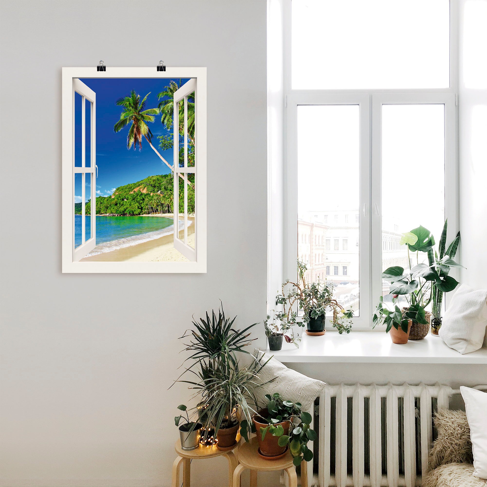 Artland Poster »Fensterblick Paradies« 1 cuis tlg. ohne Rahmen