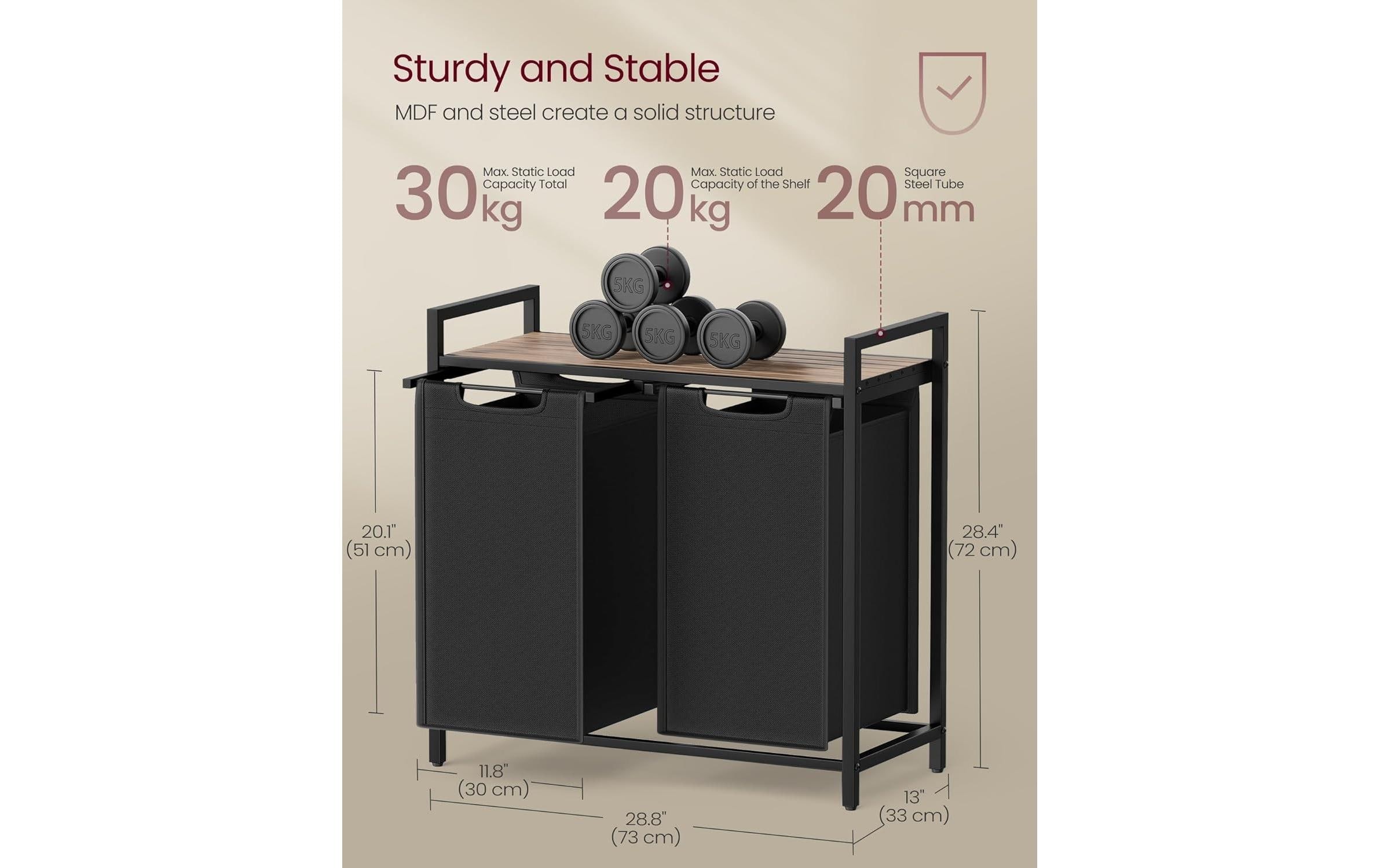 VASAGLE Wäschekorb »mit 2 Fächern 0 l«