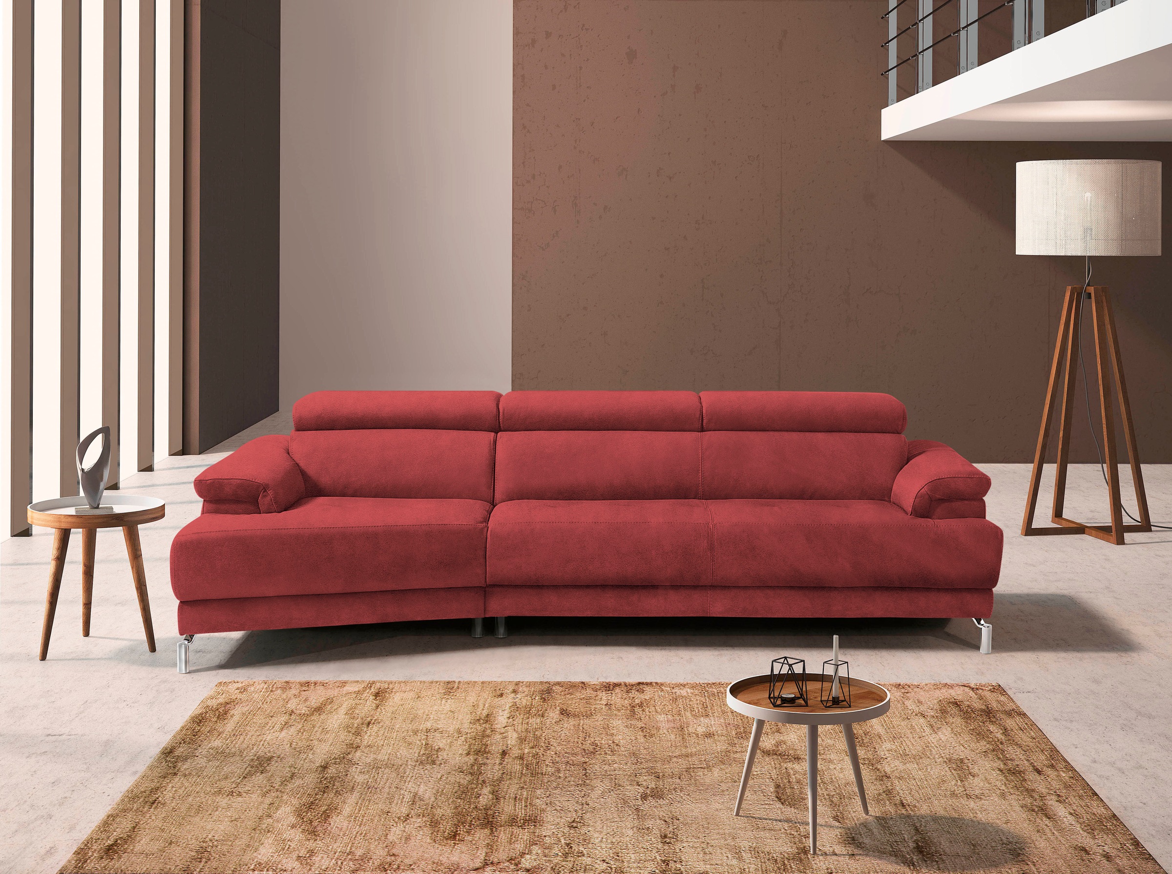 Egoitaliano Ecksofa »Soul, extravagantes Designsofa, Megasofa, super bequem, tolle Details«, mit Trapez-Abschlusselement, inkl verstellbarer Kopfteile