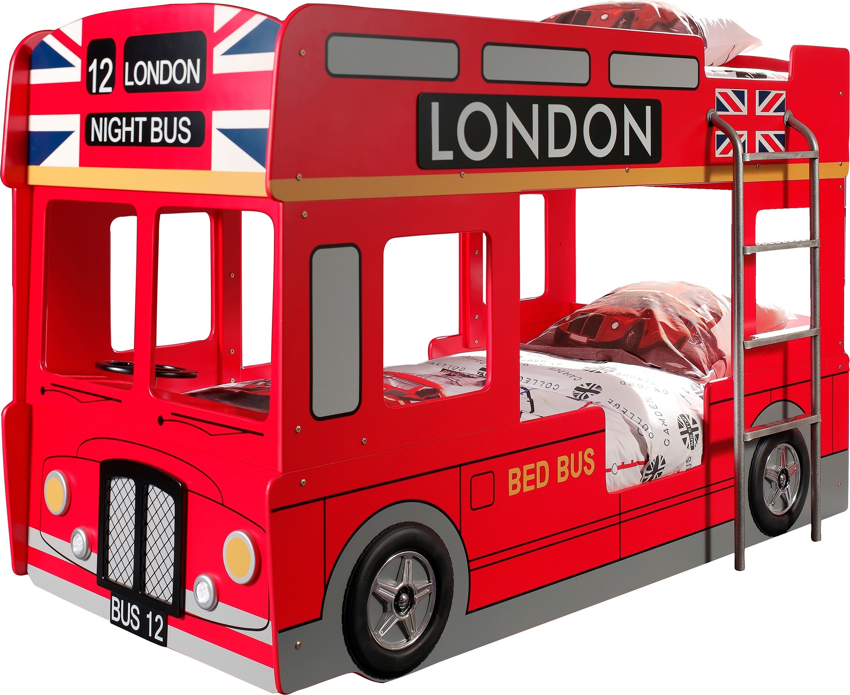 Image of Vipack Etagenbett, im Design von einem Londoner Doppeldecker Busses, inklusive LED Beleuchtung bei Ackermann Versand Schweiz
