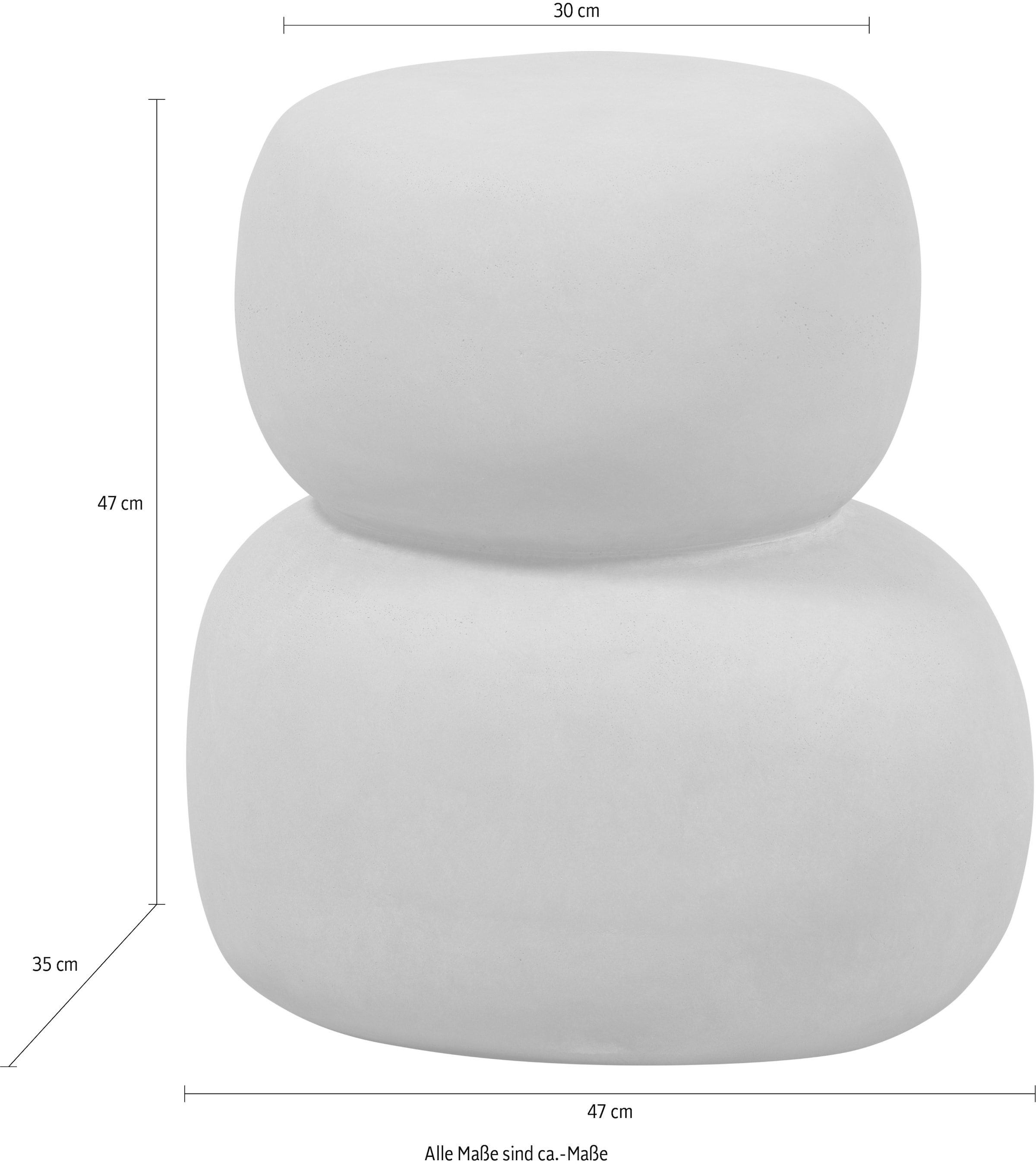 WOOOD Table d'appoint »Oda aus Fiberclay in Betonoptik, organisch gestapelt 41x35x47 cm« Capacité de charge 20 kg, épaisseur du matériau 1 cm, dessous creux