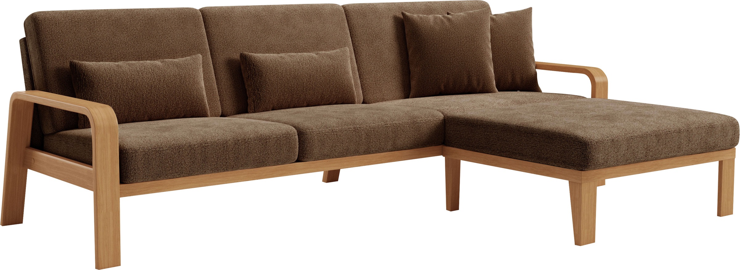 sit&more Ecksofa »Kolding L-Form«, Armlehnen aus eichefarbigem Buchenholz, verschiedene Bezüge und Farben