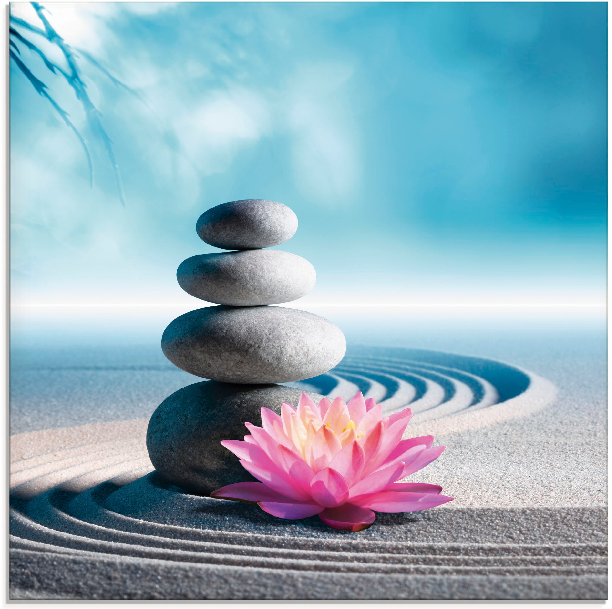 Image of Artland Glasbild "Sand, Lilie und Spa-Steine in Zen-Garten" Zen 1 Stk. tlg. in verschiedenen Grössen