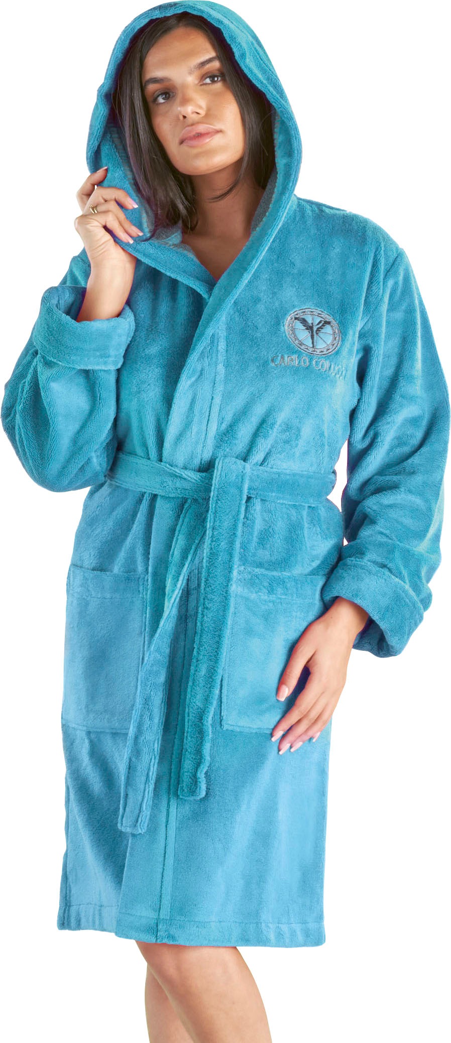 Image of CARLO COLUCCI Damenbademantel »Como«, (1 St.), mit kontrastfarbenem Kragen bei Ackermann Versand Schweiz