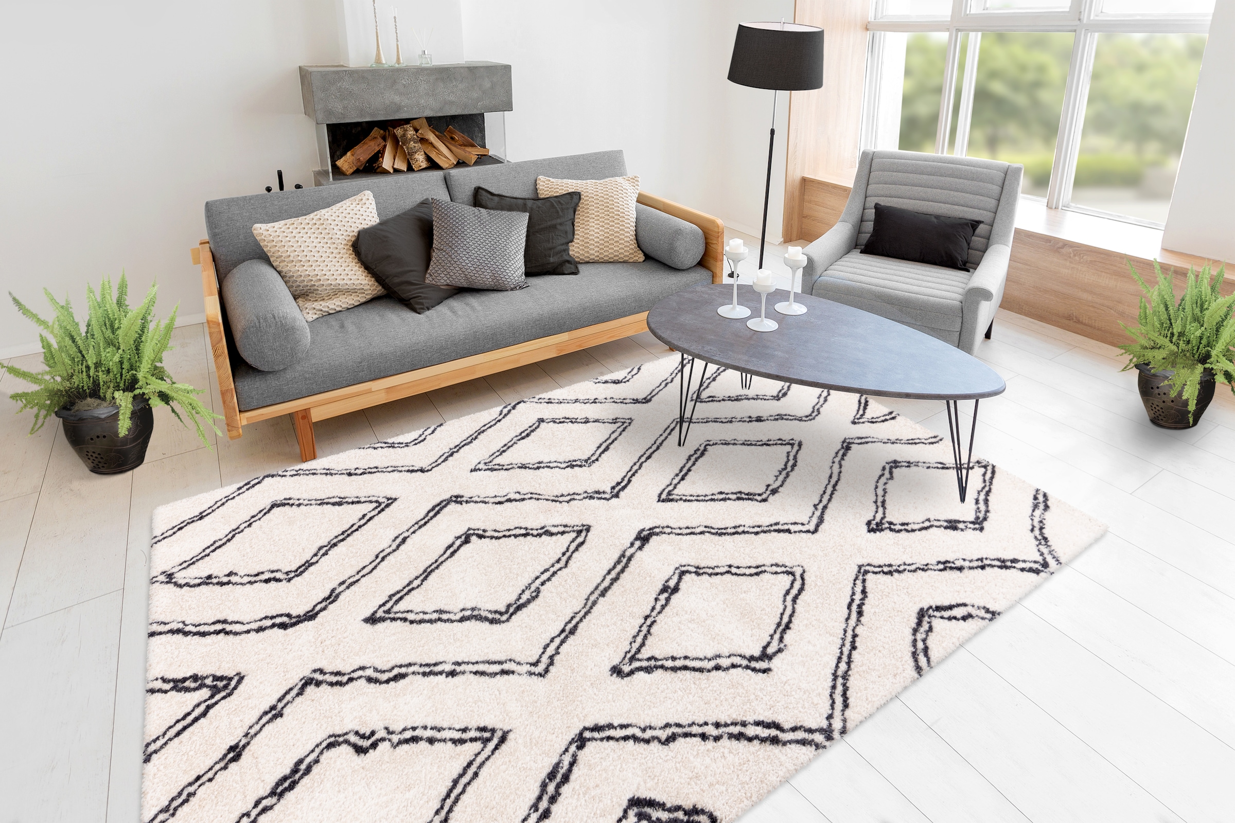 me gusta Teppich »Orlando 225«, rechteckig, 27 mm Höhe, Weicher Hochflorteppich, dezent gestaltet,Fussbodenheizung geeignet