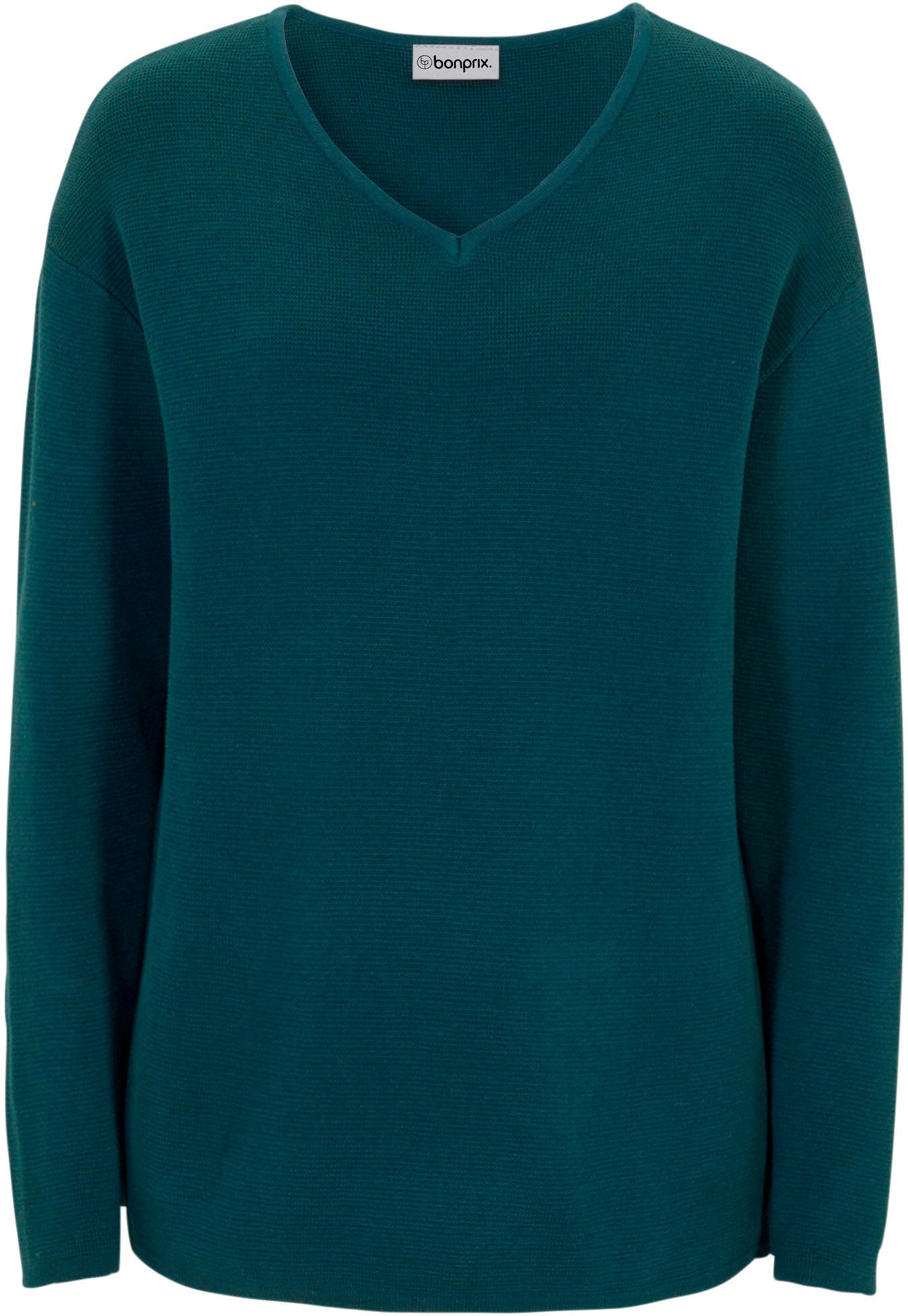 bonprix Pull en tricot »Milano Rib Pullover mit V-Ausschnitt« aus Baumwolle und Polyacryl, mit V-Ausschnitt, bequeme Passform