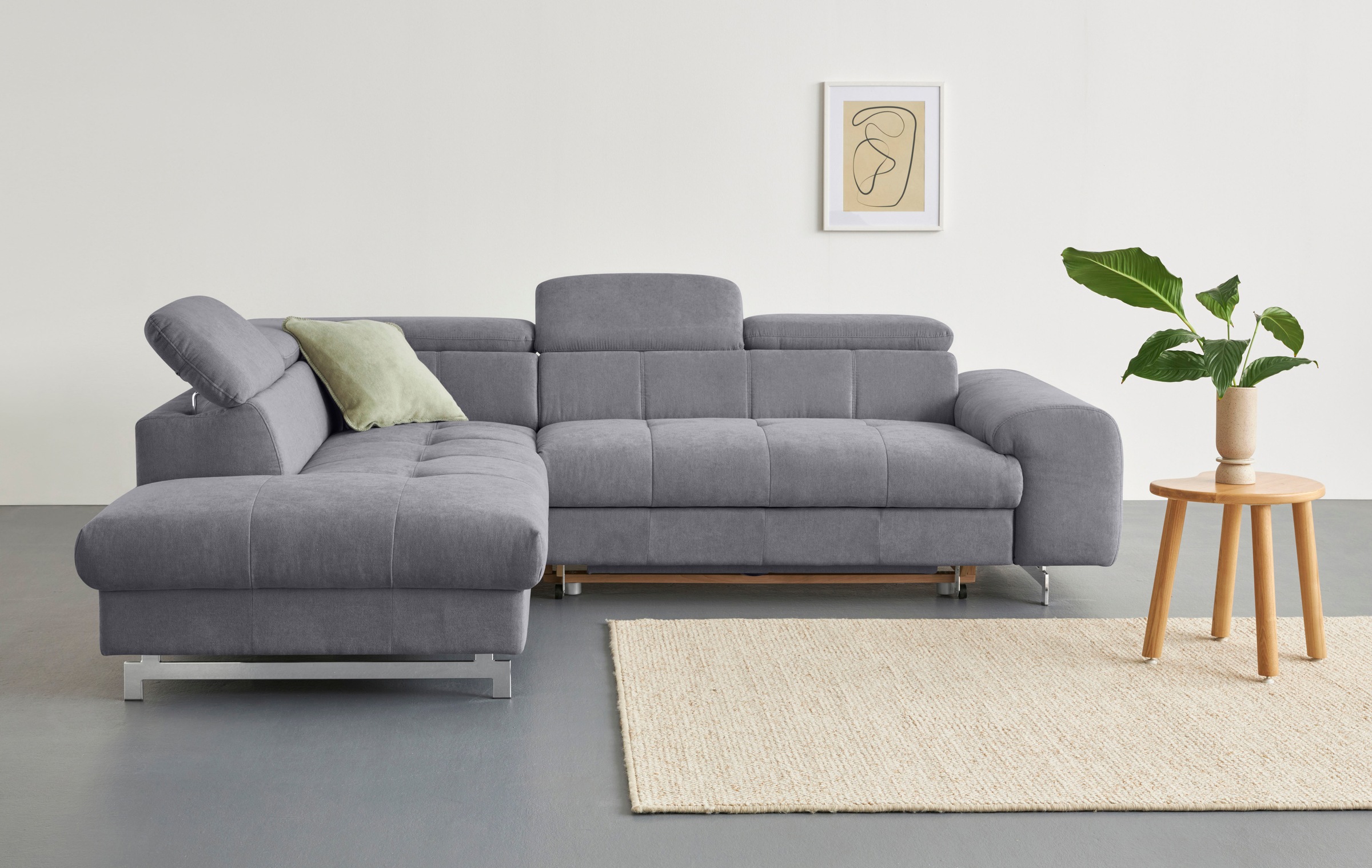 Image of COTTA Ecksofa "Chef L-Form" mit Kopfteilverstellung, edle Metallkufen, wahlweise mit Bettfunktion