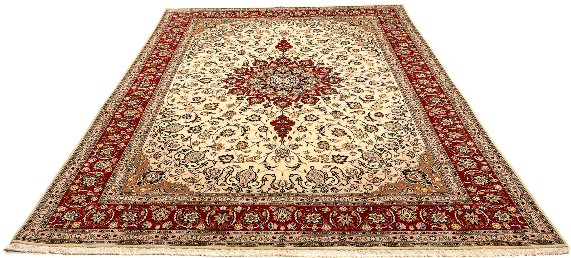 Image of morgenland Orientteppich »Perser - Täbriz - Royal - 348 x 254 cm - beige«, rechteckig, 7 mm Höhe, Wohnzimmer, Handgeknüpft, Einzelstück mit Zertifikat bei Ackermann Versand Schweiz