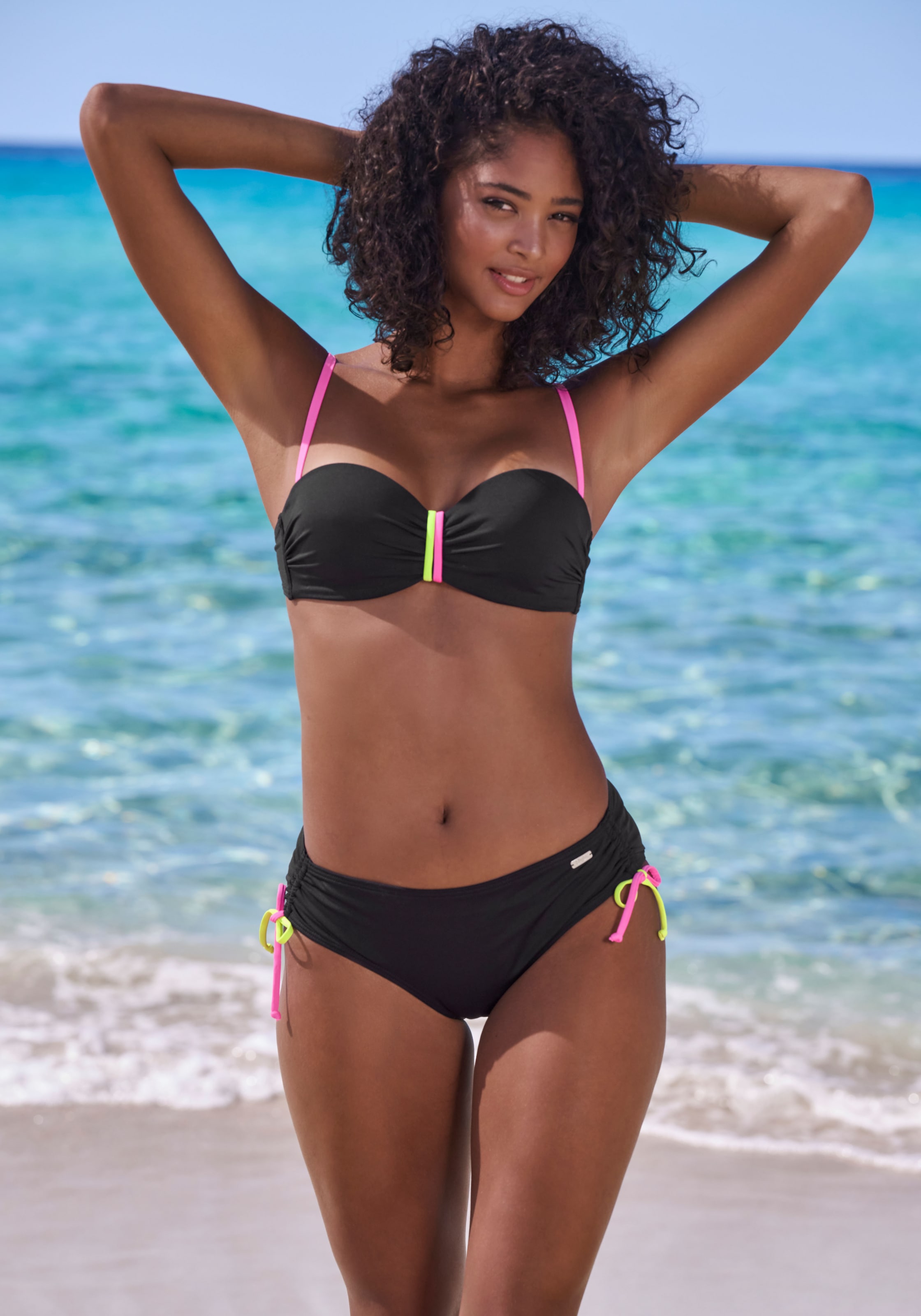 Image of Buffalo Bügel-Bandeau-Bikini-Top "Pop" Mit kontrastfarbigen Trägern