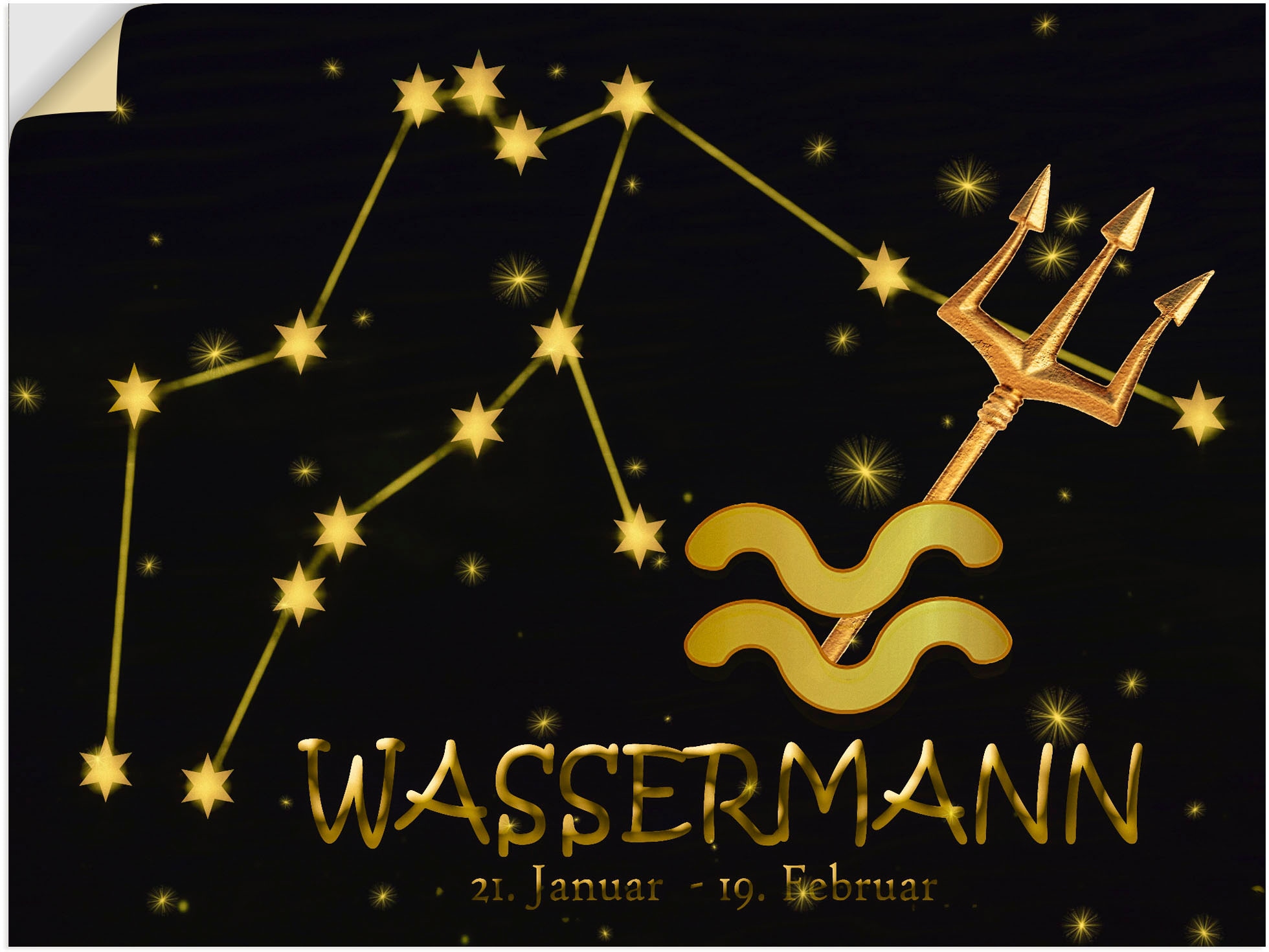 Artland Wandbild »Sternzeichen - Wassermann«, Bilder von Sternzeichen, (1 St.),  als Alubild, Leinwandbild, Wandaufkleber oder Poster in versch. Grössen  acheter confortablement