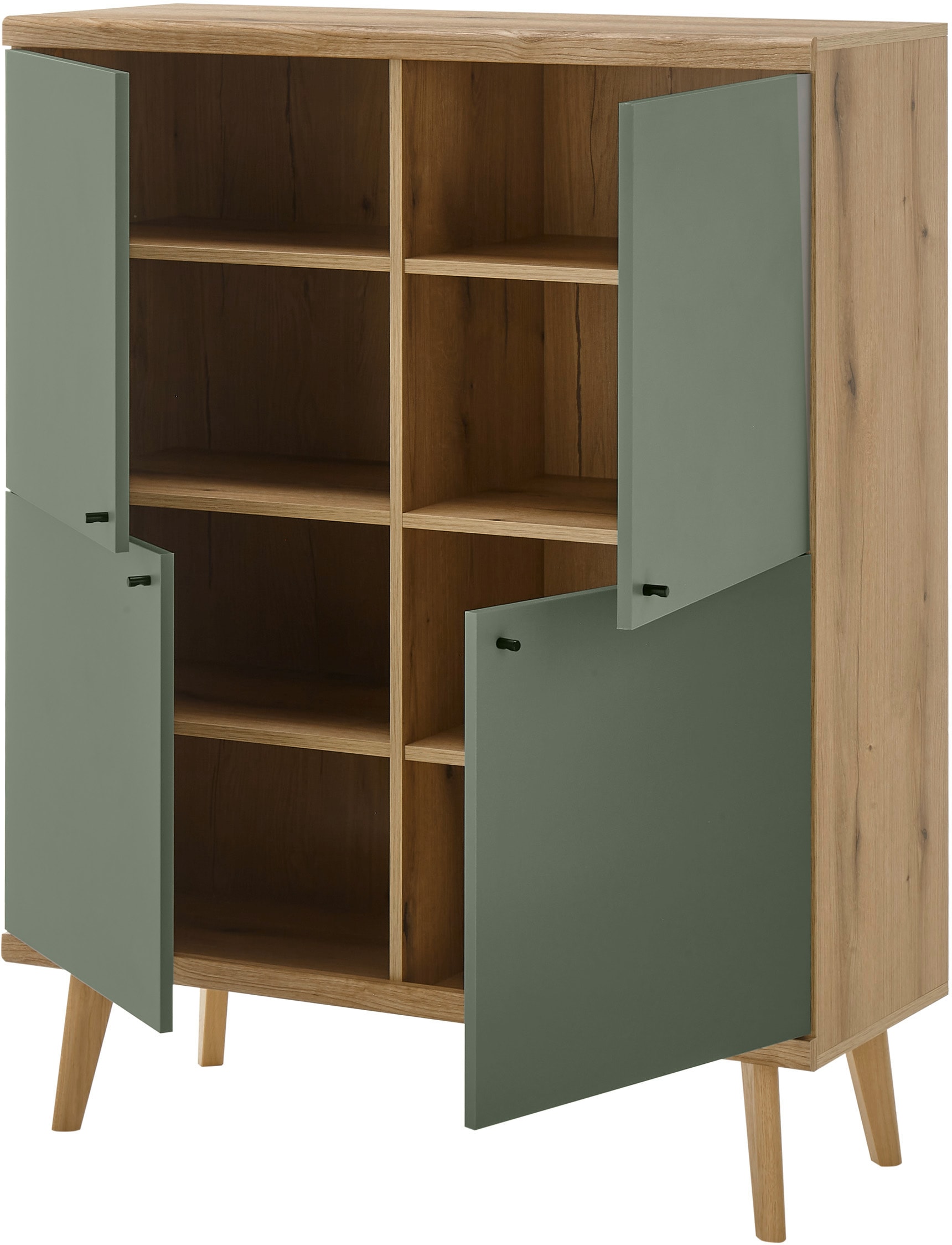 INOSIGN Wohnwand »MAVAS«, (Set, 4 St.), in moderner Trendfarbe, Griffe aus Metall (Schwarz), Breite 341 cm