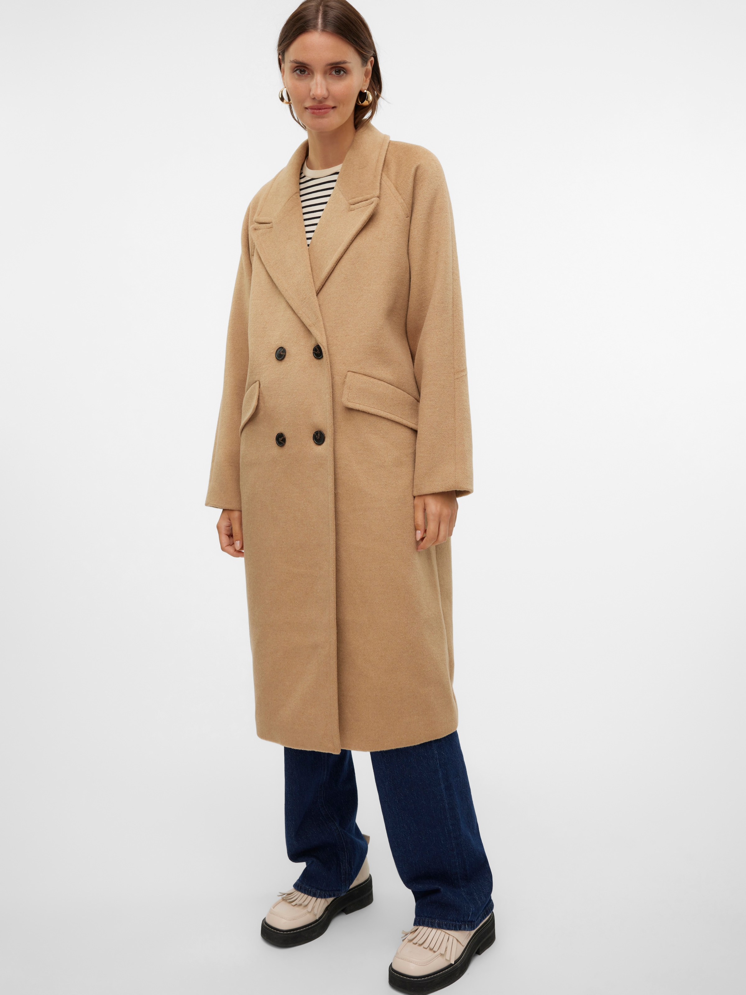 Langmantel »VMHARPER LONG WOOL COAT GA NOOS«, mit Wollanteil