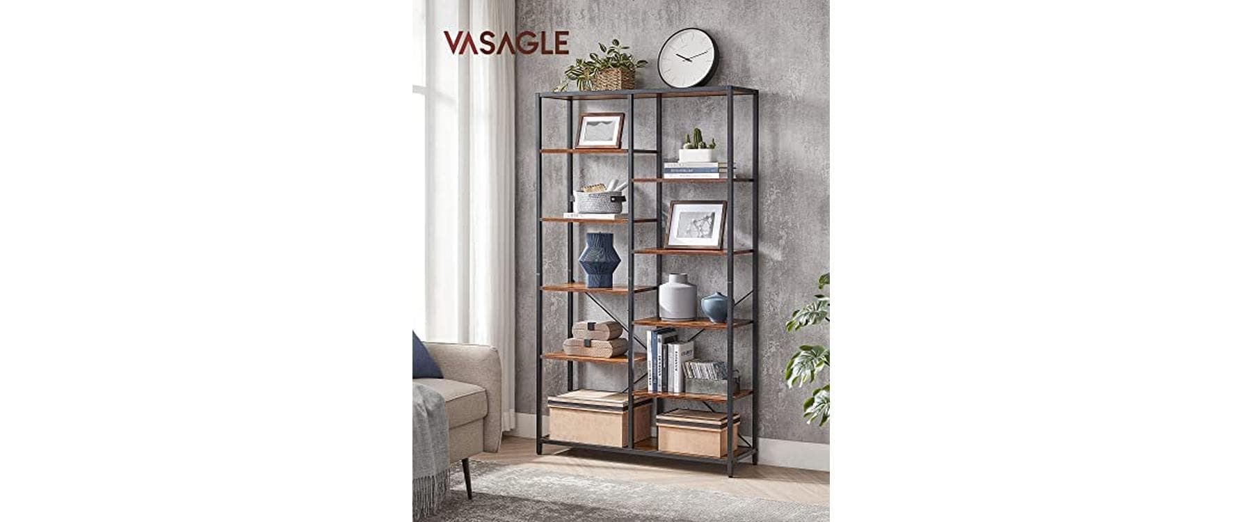 VASAGLE Regal »100 x 30 x 17 cm, Braun/Schwarz«