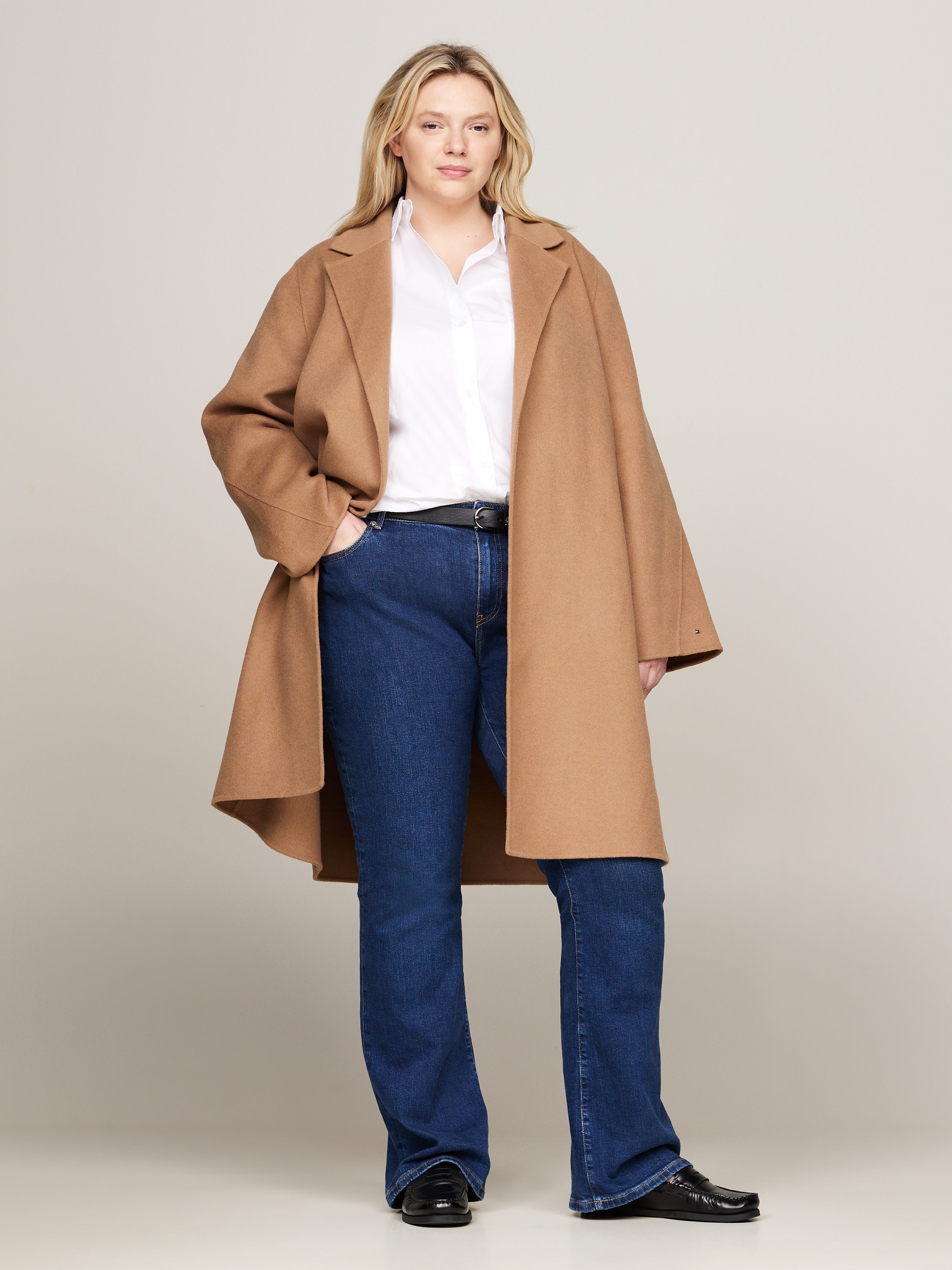 Kurzmantel »CRV REG DF WOOL BELTED COAT«, in Grossen Grössen, mit Gürtel, Gestanztes...