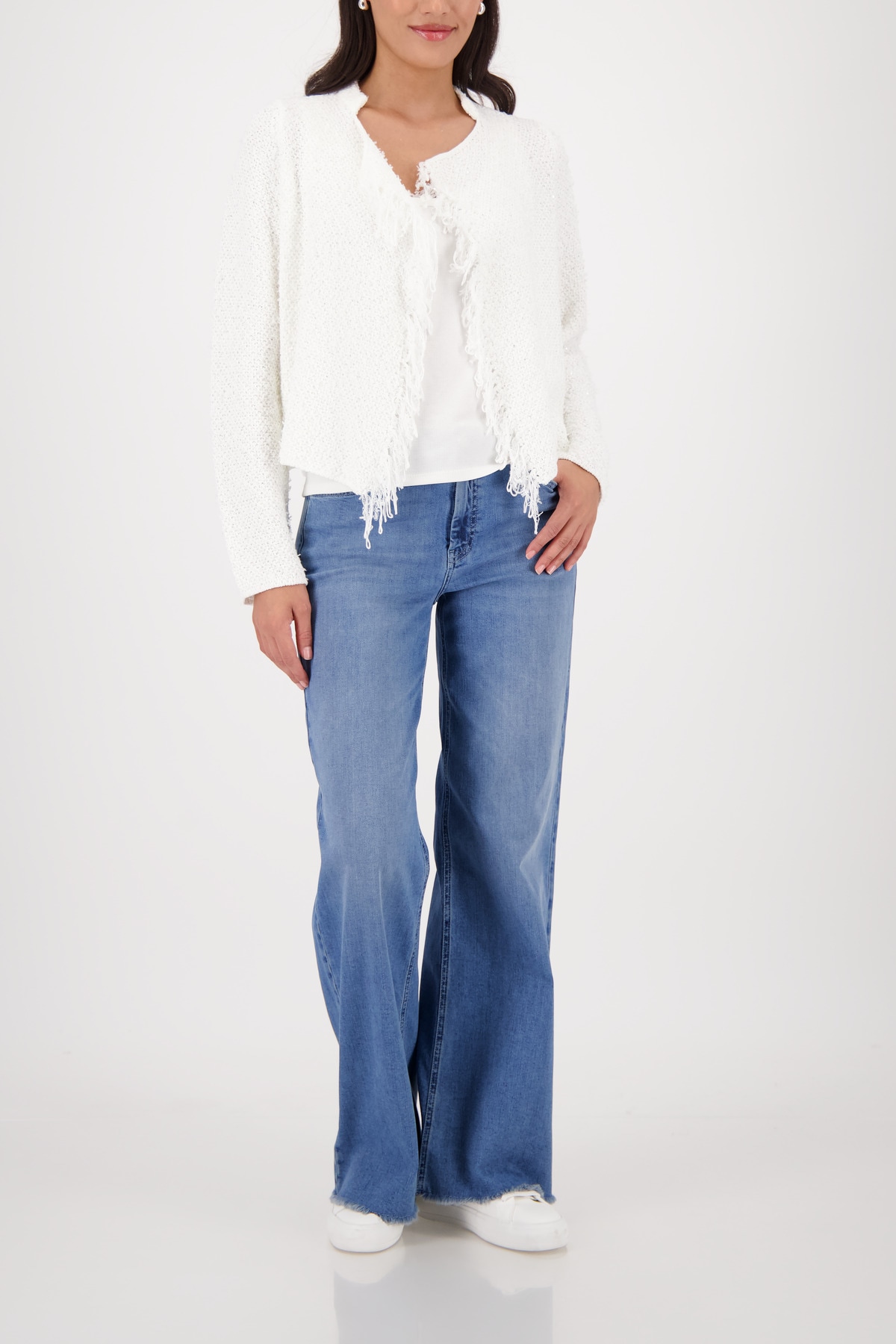 Monari Veste en tricot »Jacke Strickjacke Fransen« Regular fit mit Fransen