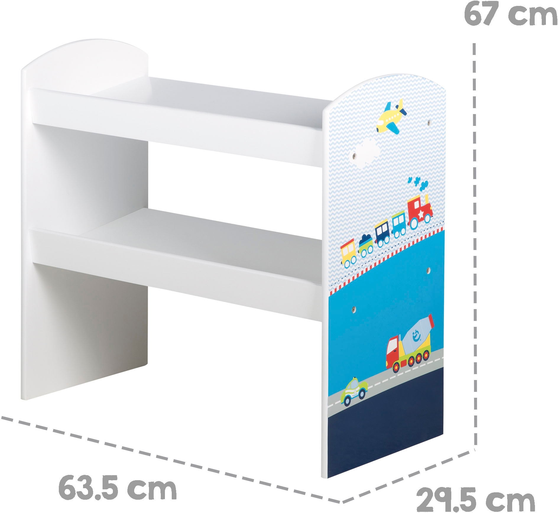 roba® Kinderregal »Rennfahrer, bunt« inklusive 5 Stoffboxen in 2 Grössen