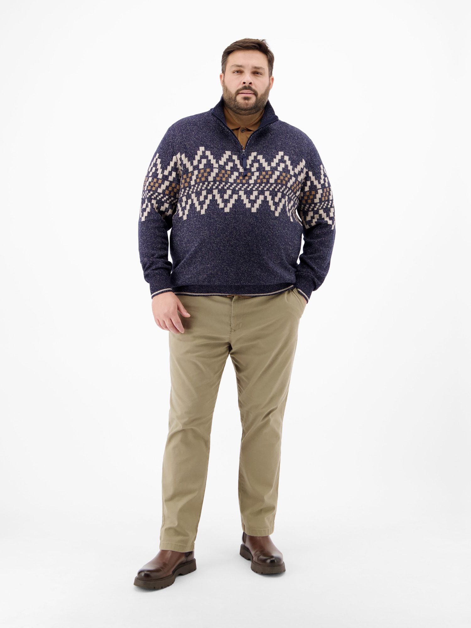 LERROS Norwegerpullover »LERROS Troyer mit Norwegermuster in Übergrössen«