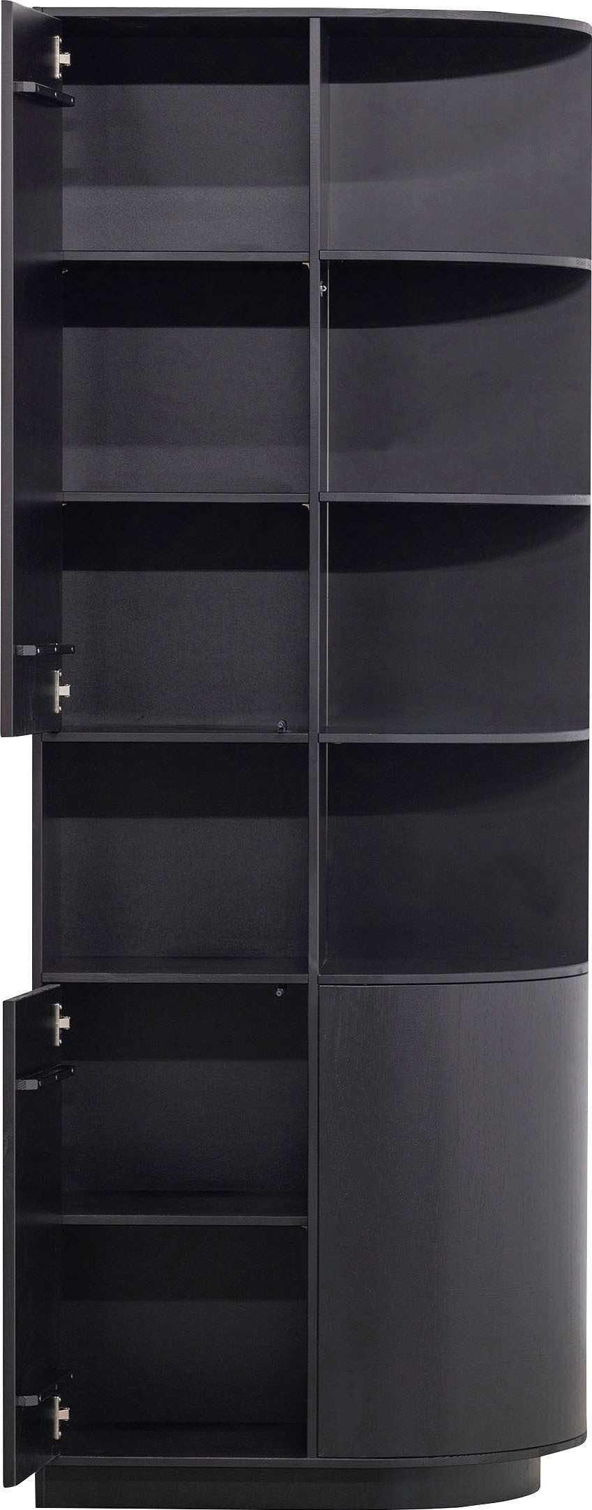 WOOOD Vitrine »Finca FSC®-Kiefernholz mit Druckmechanismus, H 210 x B 78 x T 40 cm« Tragkraft 10 kg pro Boden, schwebende Optik, Wandbefestigung empfohlen
