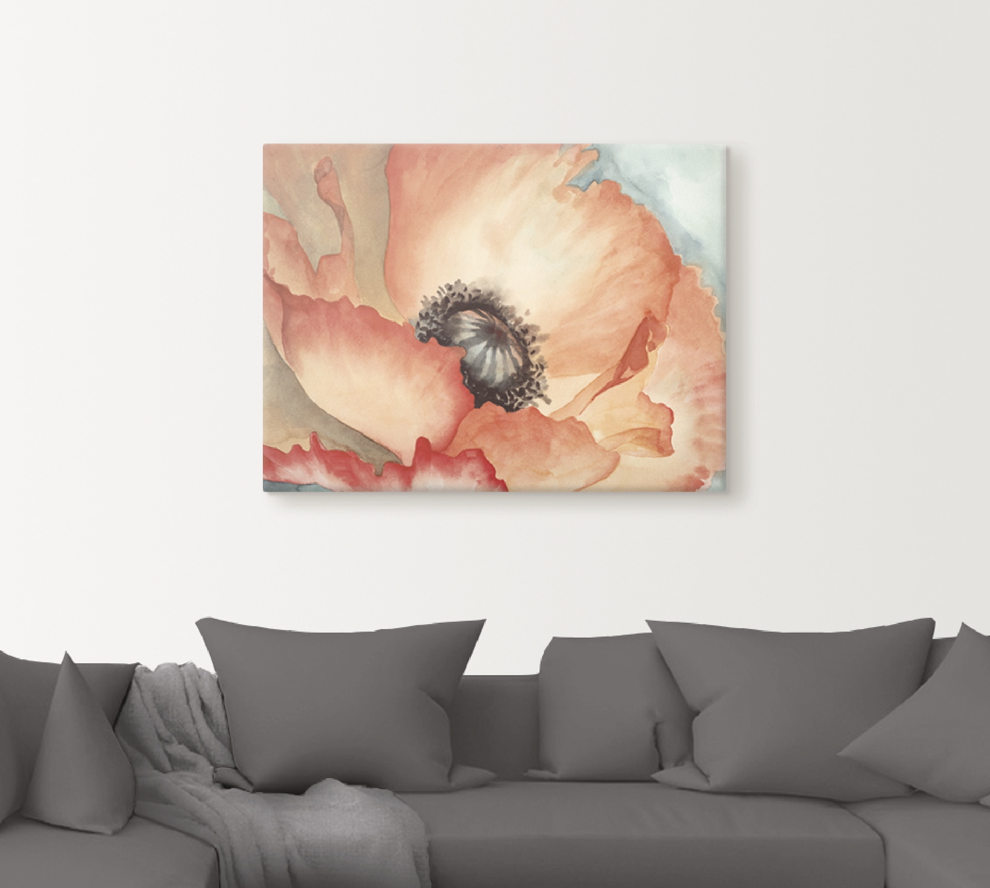 Artland Wandbild »Wasserfarben Mohn II«, Blumen, (1 St.), als Leinwandbild in verschied. Grössen