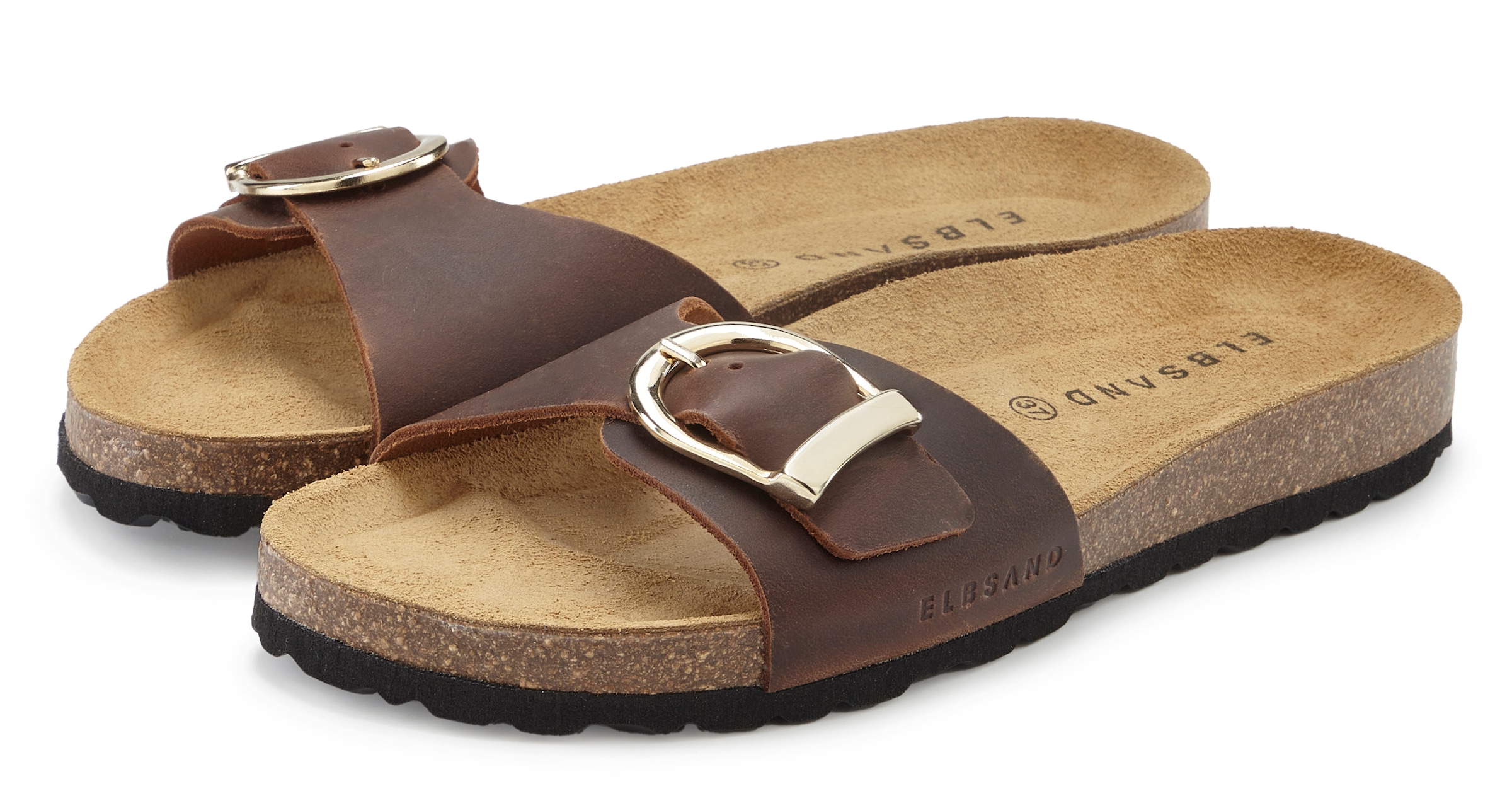 Image of Elbsand Pantolette "Sandale, Mule, offener Schuh, Sommerschuhe, Lederpantolette" NEU aus Leder mit weichem Korkfussbett