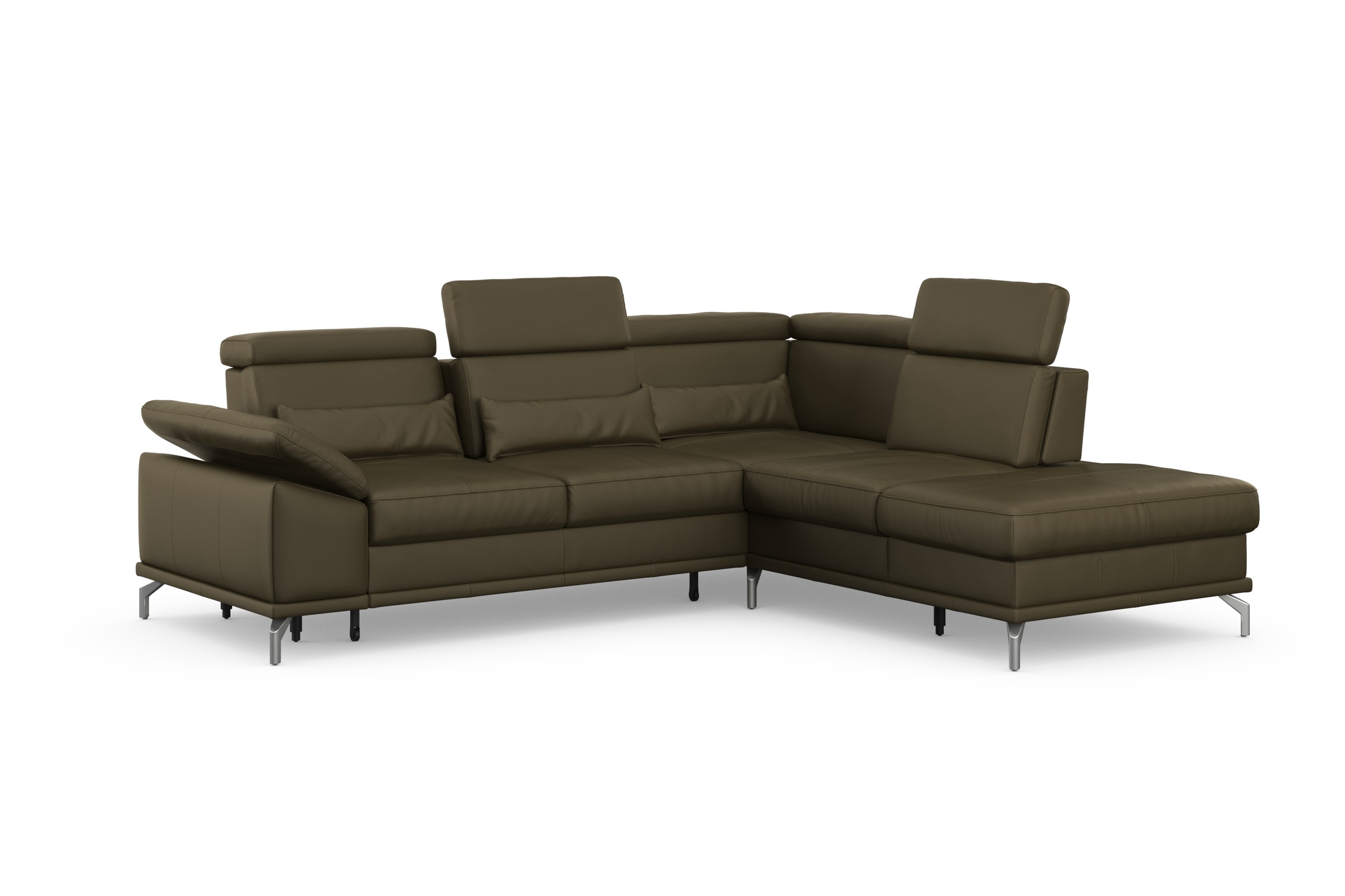 sit&more Ecksofa »Cabrio L-Form, mit Sitztiefenverstellung, Arm- und Kopfteilverstellung«, 3 Nierenkissen, Federkern, optional Bettfunktion und Stauraum