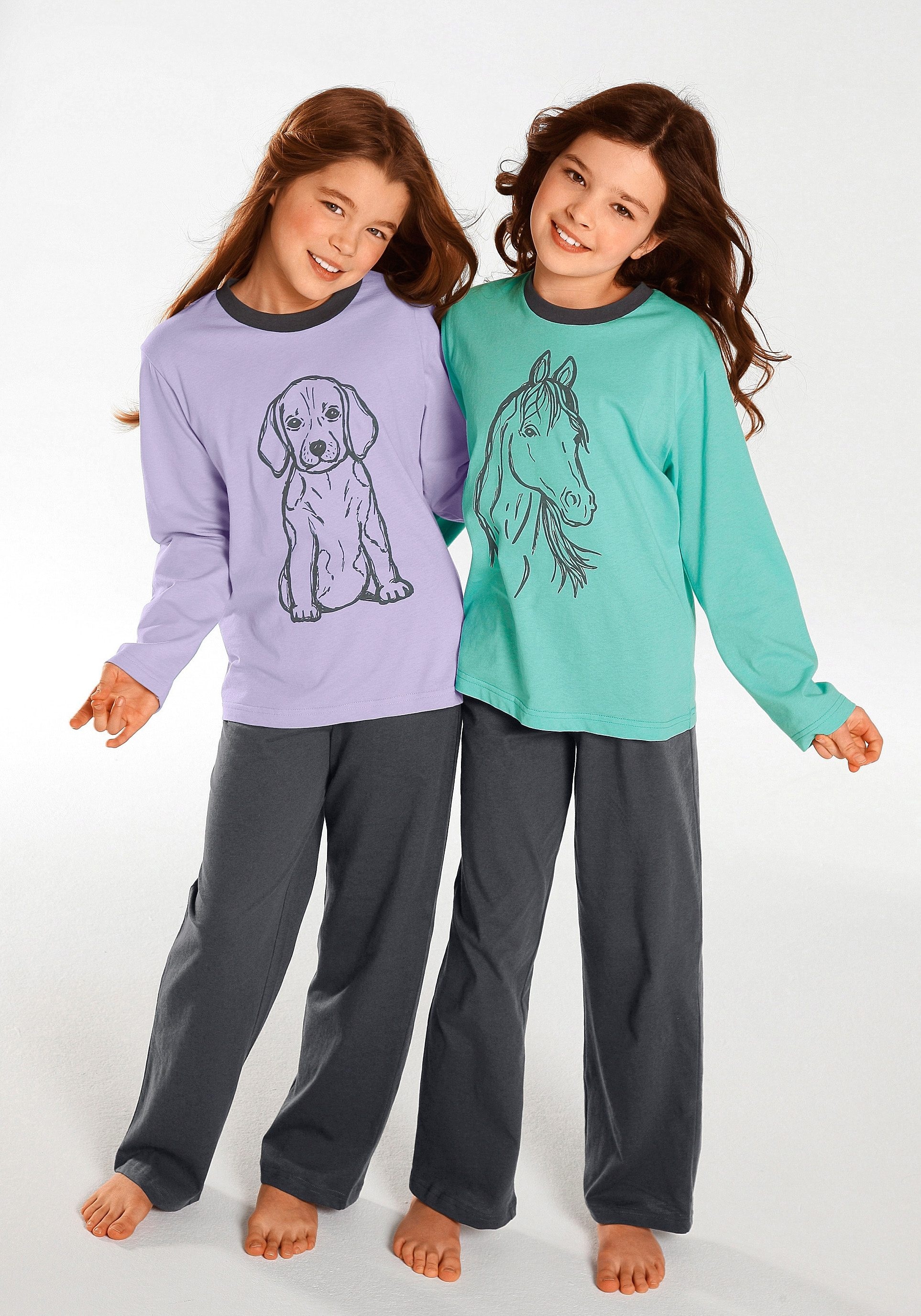 Modische Vivance Pyjama, (4 tlg., 2 Stück), Oberteile in schönen Farben mit  Tierdruck versandkostenfrei - ohne Mindestbestellwert kaufen | Schlafoveralls