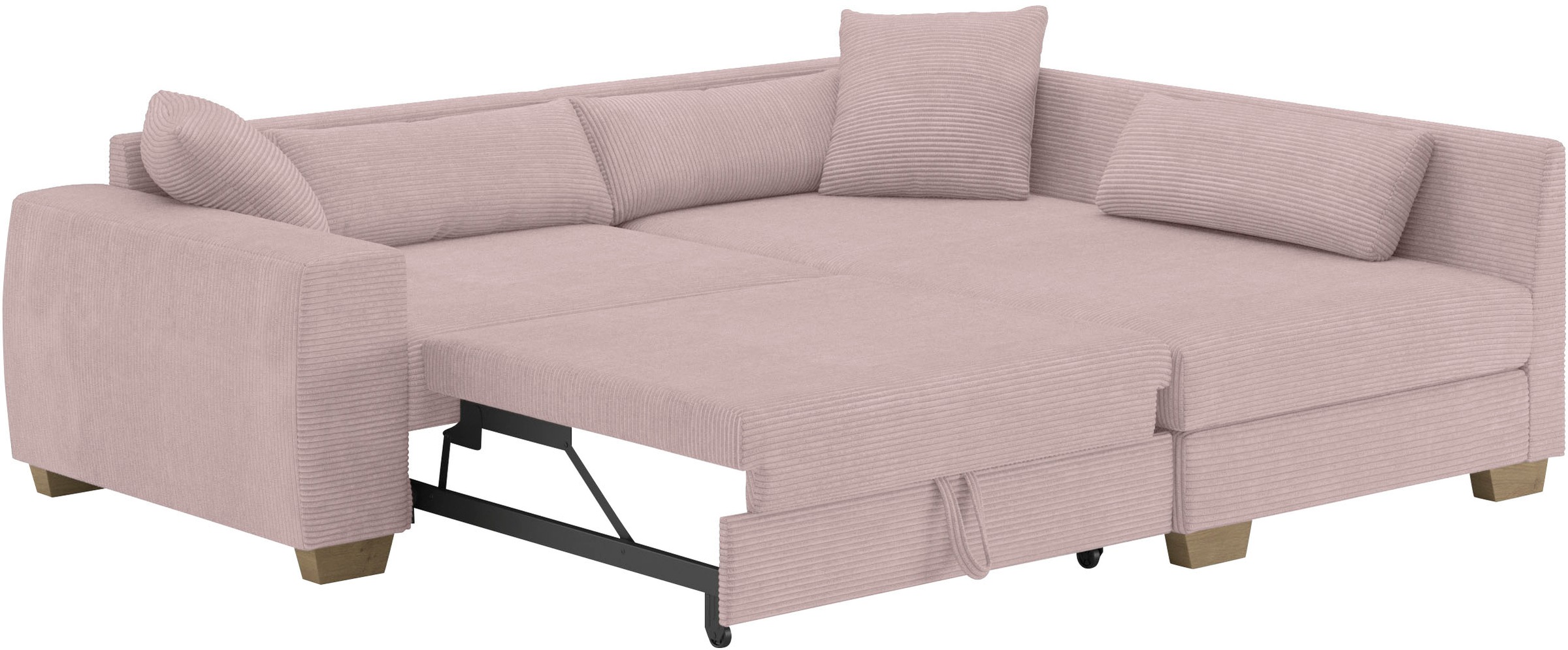 Mr. Couch Ecksofa »Helena L-Form, bis 140 kg belastbar«, mit Taschenfederkern, wahlweise mit Bettfunktion